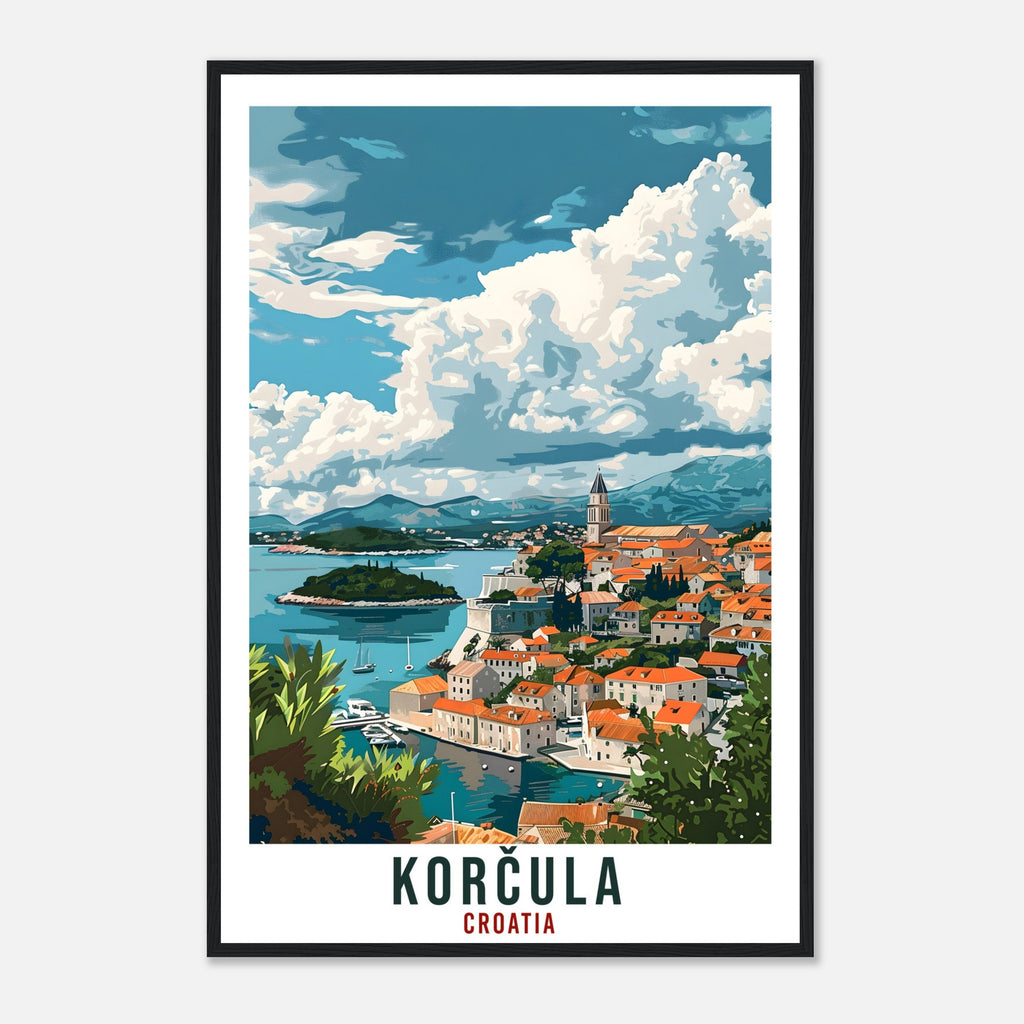 Korčula Travel Print Croatia Wall Art Wall Hanging Home Décor Korčula Gift Croatian Landmark Artwork Gift Croatia Holiday Travel Poster
