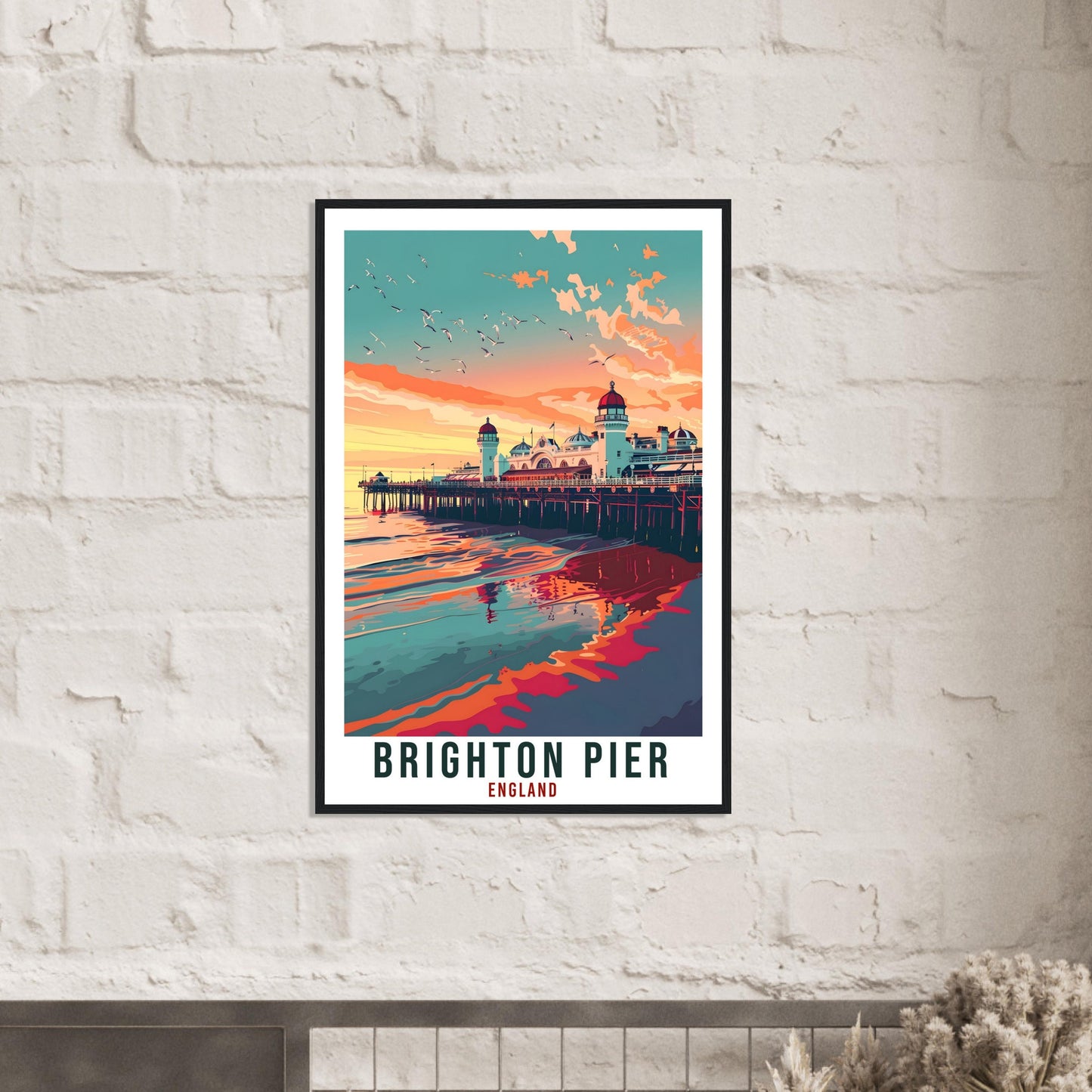 Brighton Pier Travel Print Wall Art Wall Hanging Home Living Décor Brighton Gift Art Lovers Gift UK Artwork Gift Print England Travel Poster