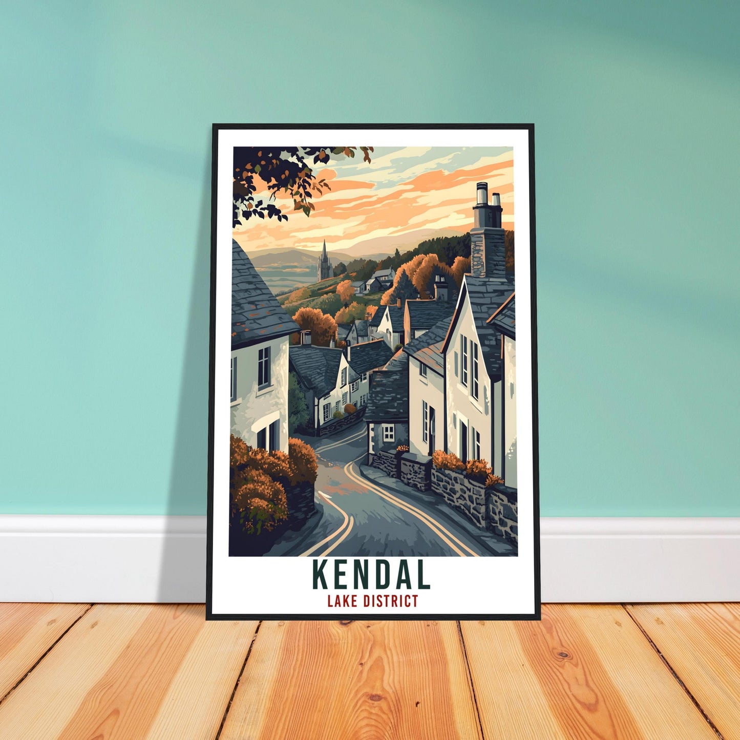 Kendal Travel Print Lake District Home Decor Kendal Wall Art Wall Hanging Art Lover Lake District Artwork Travel Poster Cumbria Travel Art