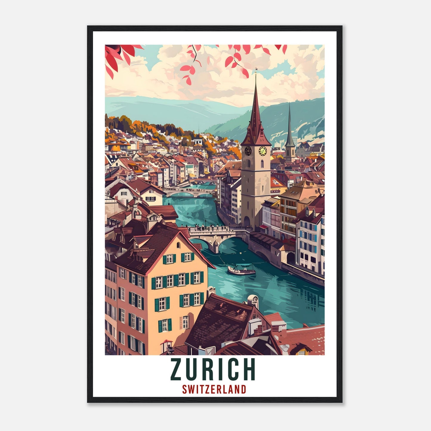 Zurich Travel Print Wall Art Zurich Switzerland Wall Hanging Artwork Zurich Art Gifts Zurich Travel Poster Switzerland Art Lovers Gift