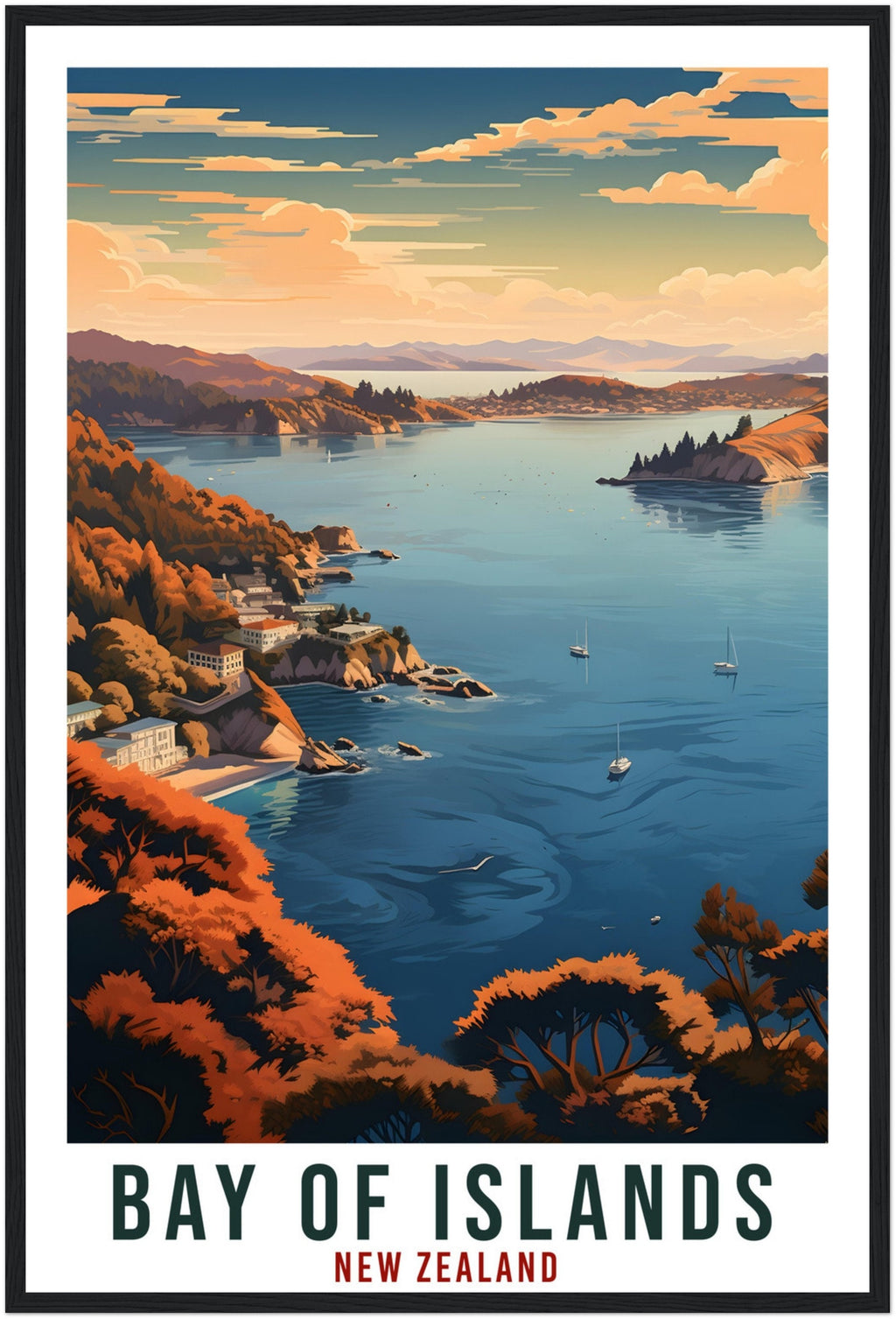 Bay Of Islands Travel Print Wall Art Bay Of Islands New Zealand Decor Artwork Art Gift Bay Of Islands Travel Poster New Zealand Art Lover