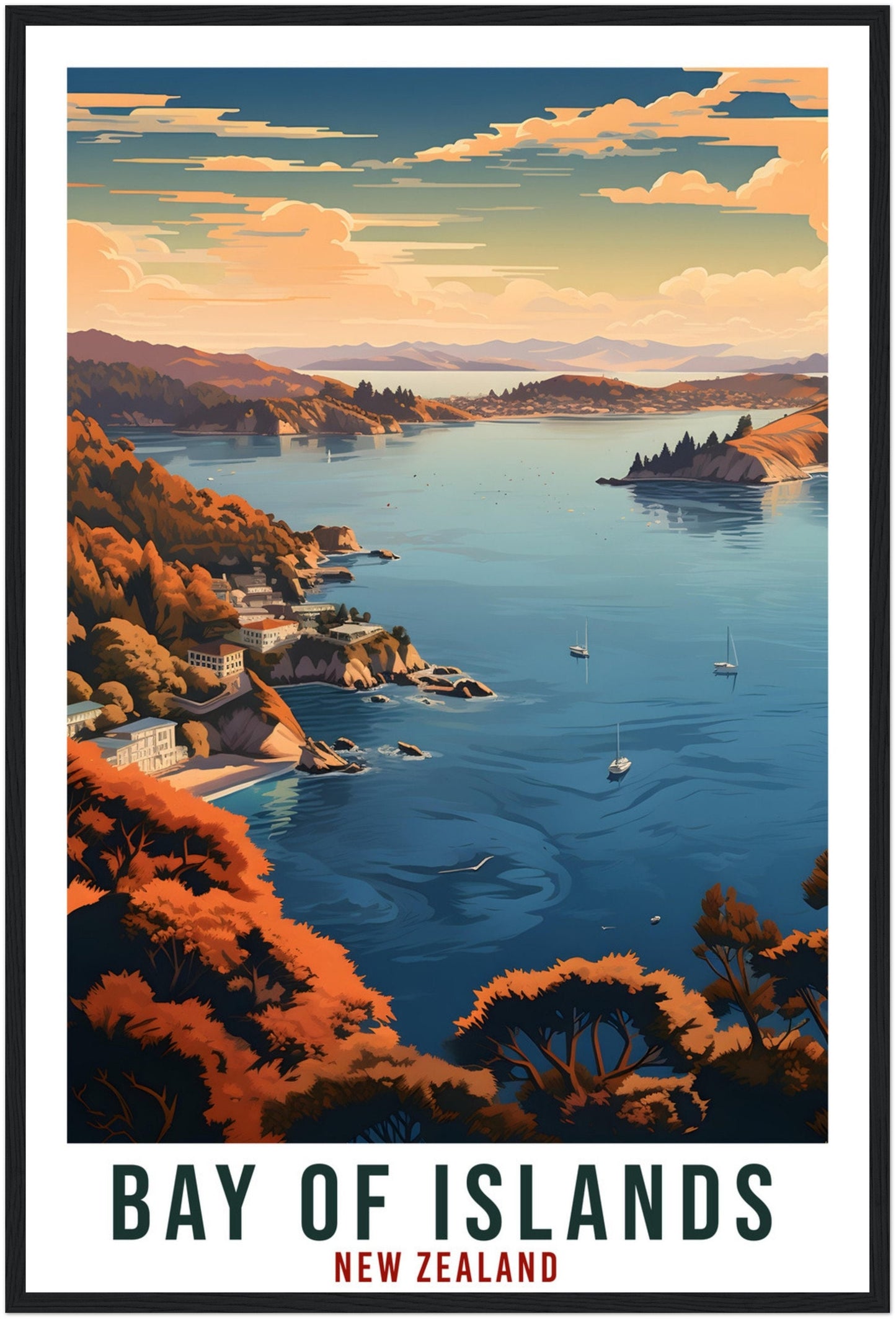 Bay Of Islands Travel Print Wall Art Bay Of Islands New Zealand Decor Artwork Art Gift Bay Of Islands Travel Poster New Zealand Art Lover