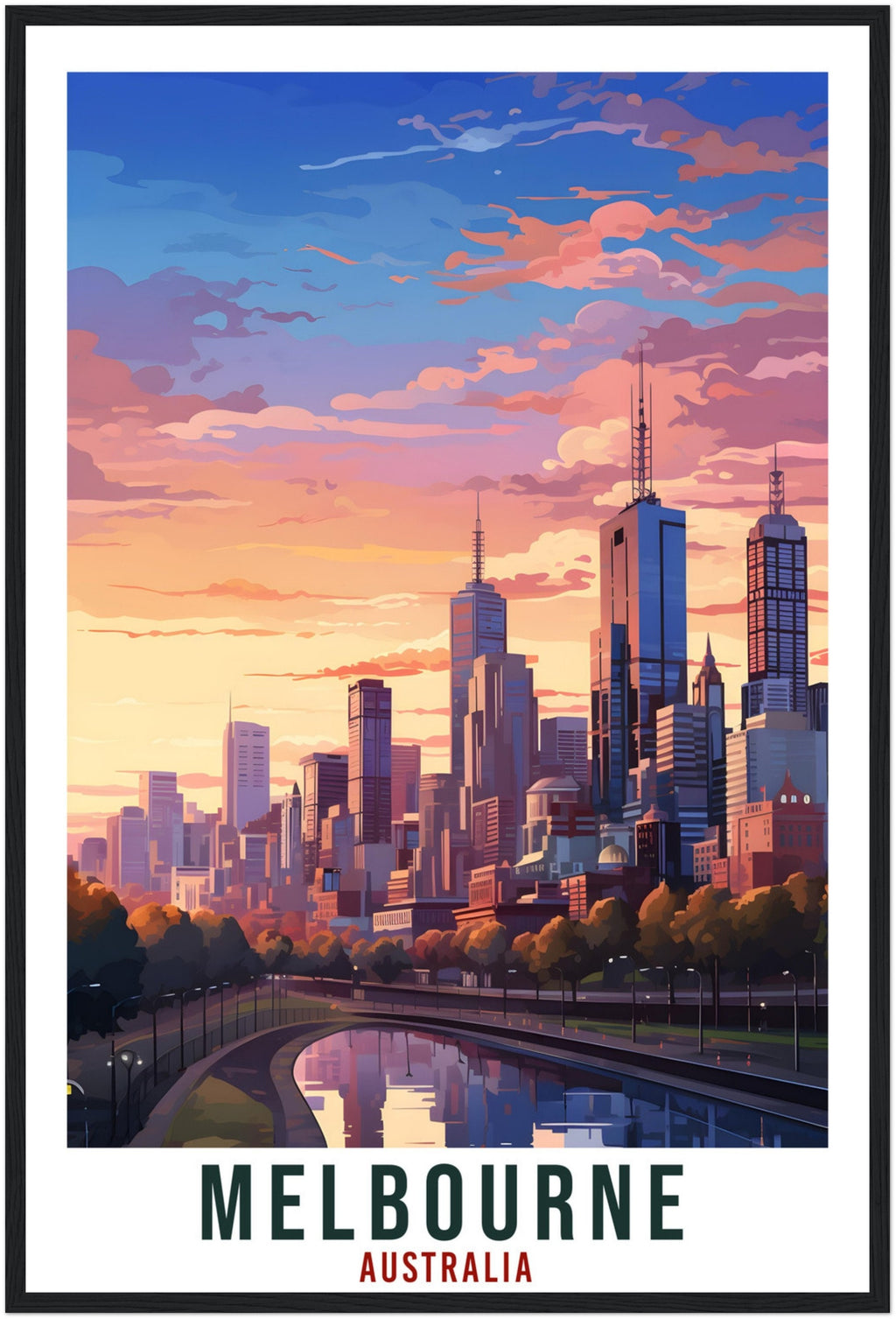 Melbourne Travel Poster Wall Art Melbourne Australia Cityscape Artwork Melbourne Art Gifts Melbourne Travel Print Australian Art Lover Gift