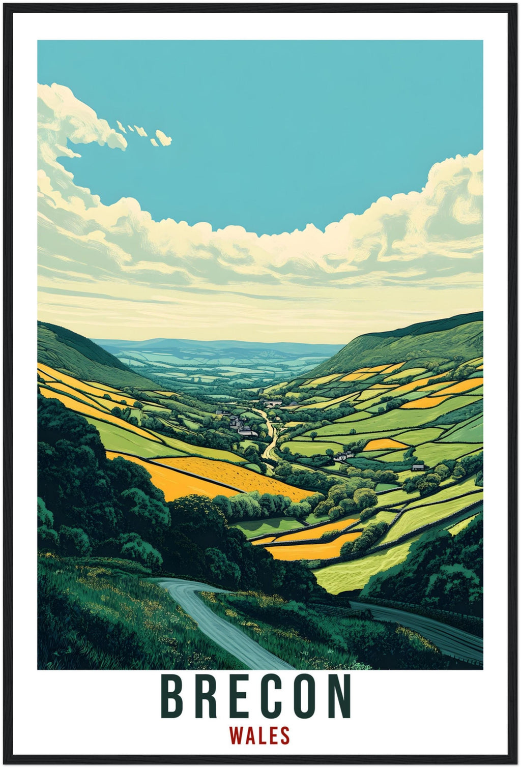 Brecon Travel Print Wales Home Decor Brecon Wall Art Wall Hanging Art Lover Wales Artwork Travel Poster Brecon Beacons Wales Travel Art