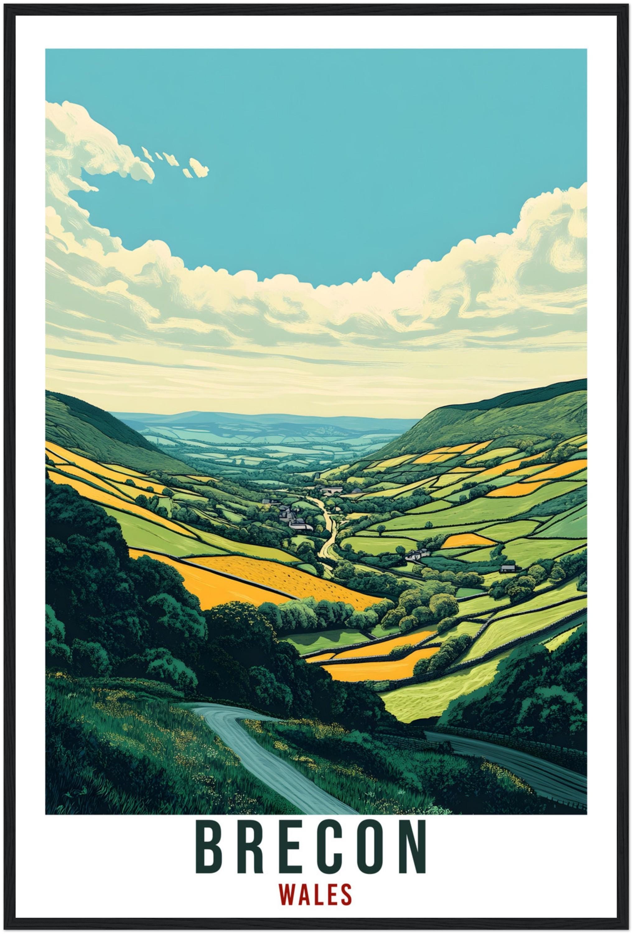 Brecon Travel Print Wales Home Decor Brecon Wall Art Wall Hanging Art Lover Wales Artwork Travel Poster Brecon Beacons Wales Travel Art