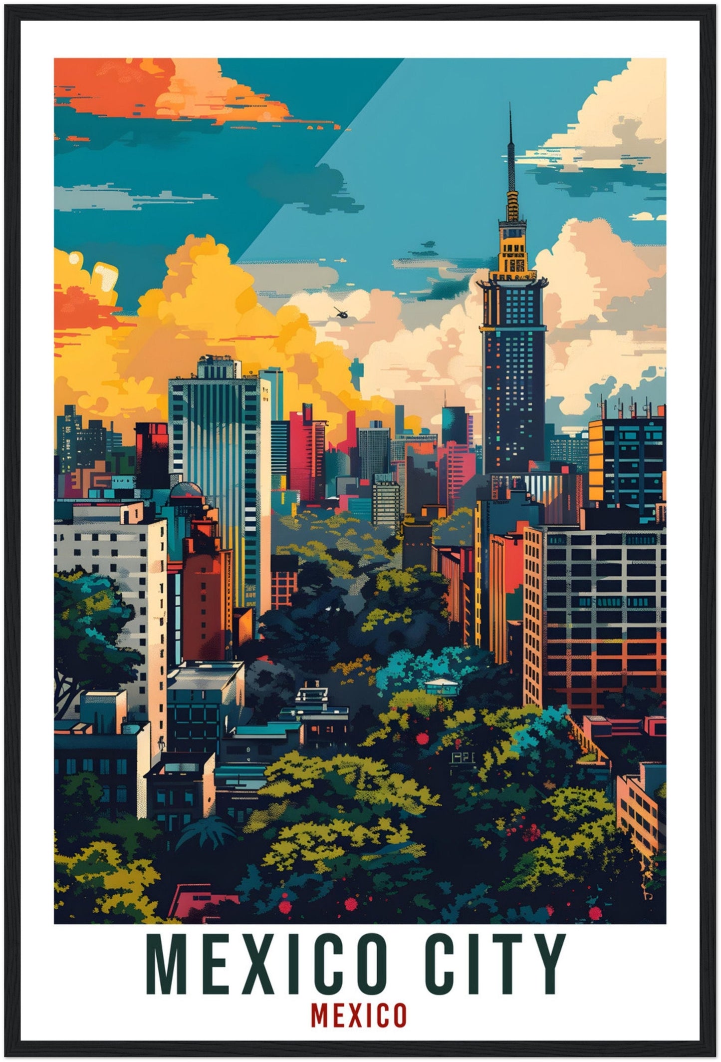 Mexico City Mexico Travel Print Mexico Wall Art Wall Hanging Home Décor Mexico City Gift Landmark Artwork Gift South America Travel Poster