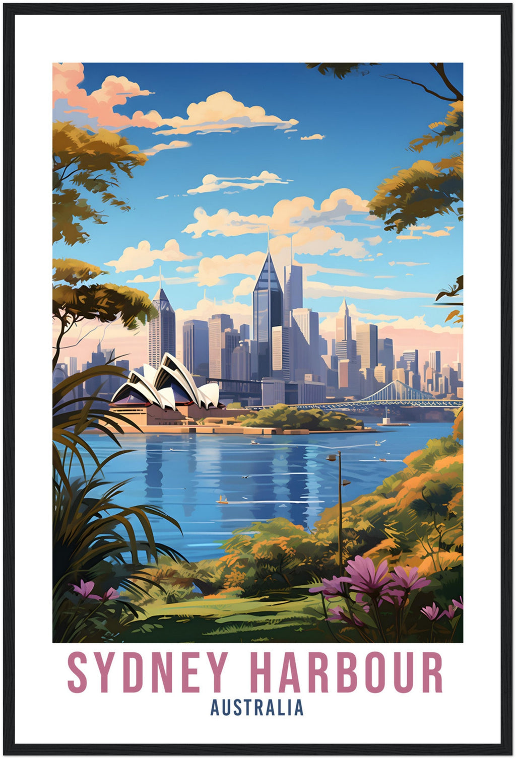 Sydney Harbour Travel Print Wall Art Sydney Australia Wall Hanging Home Décor Sydney Art Gift Australian Art Lover Sydney Travel Poster Art