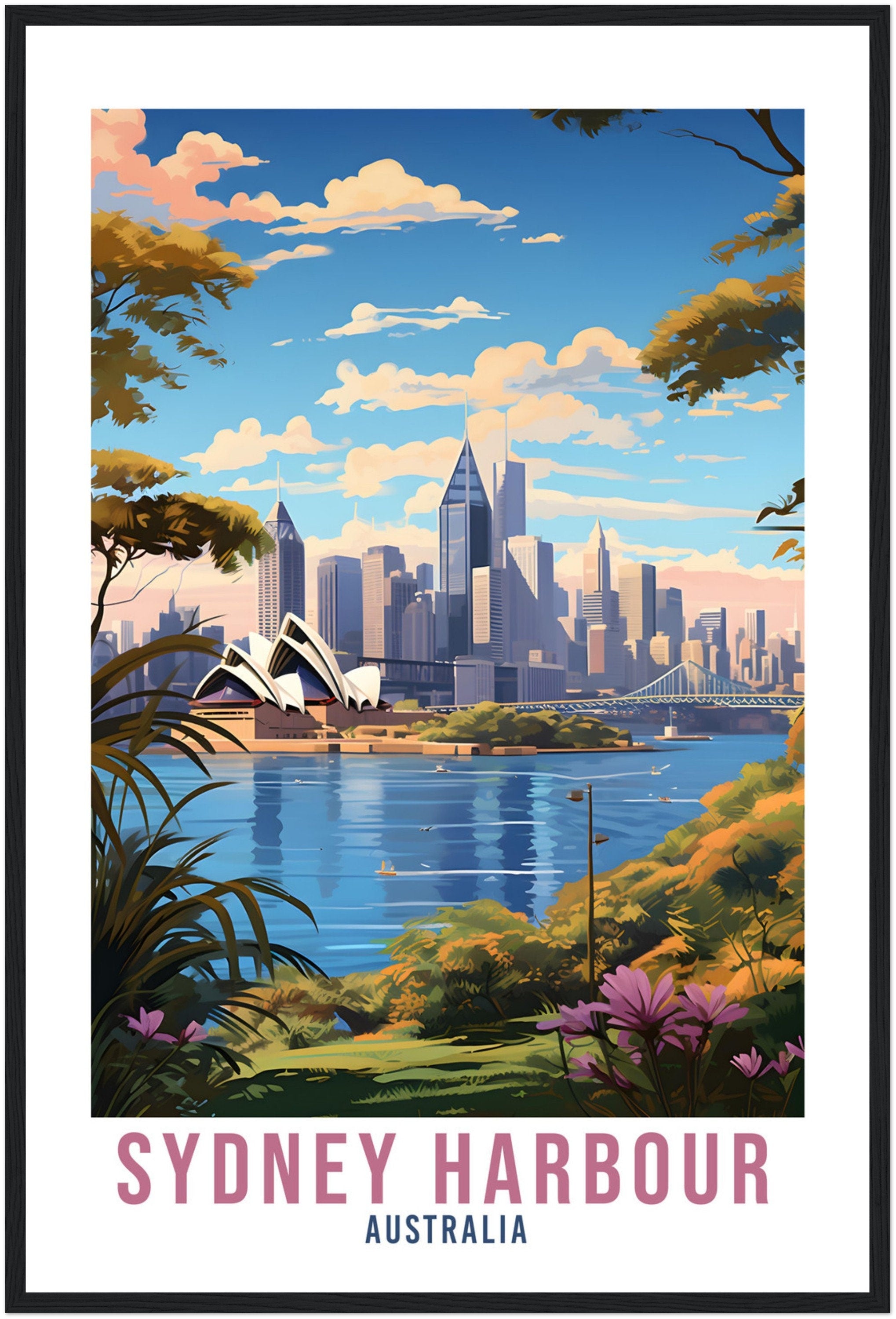 Sydney Harbour Travel Print Wall Art Sydney Australia Wall Hanging Home Décor Sydney Art Gift Australian Art Lover Sydney Travel Poster Art