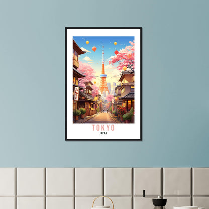 Tokyo Travel Poster Tokyo Wall Hanging Japan Artwork Travel Print Wall Art Tokyo Japan Asia Home Decor Tokyo Gift Travel Art Cherry Blossom