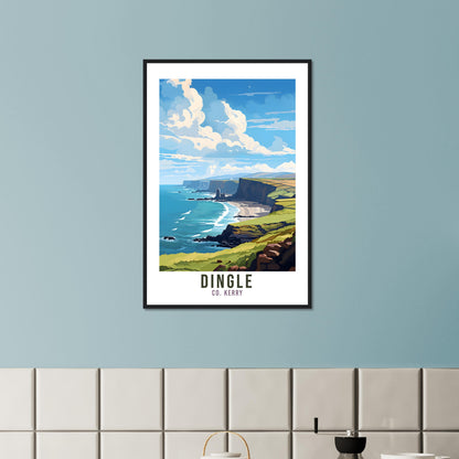 Dingle Travel Print Ireland Co. Kerry Seaside Coastal Landscape Wall Hanging Dingle Peninsula Artwork Gift Irish Coast Art Poster Gift