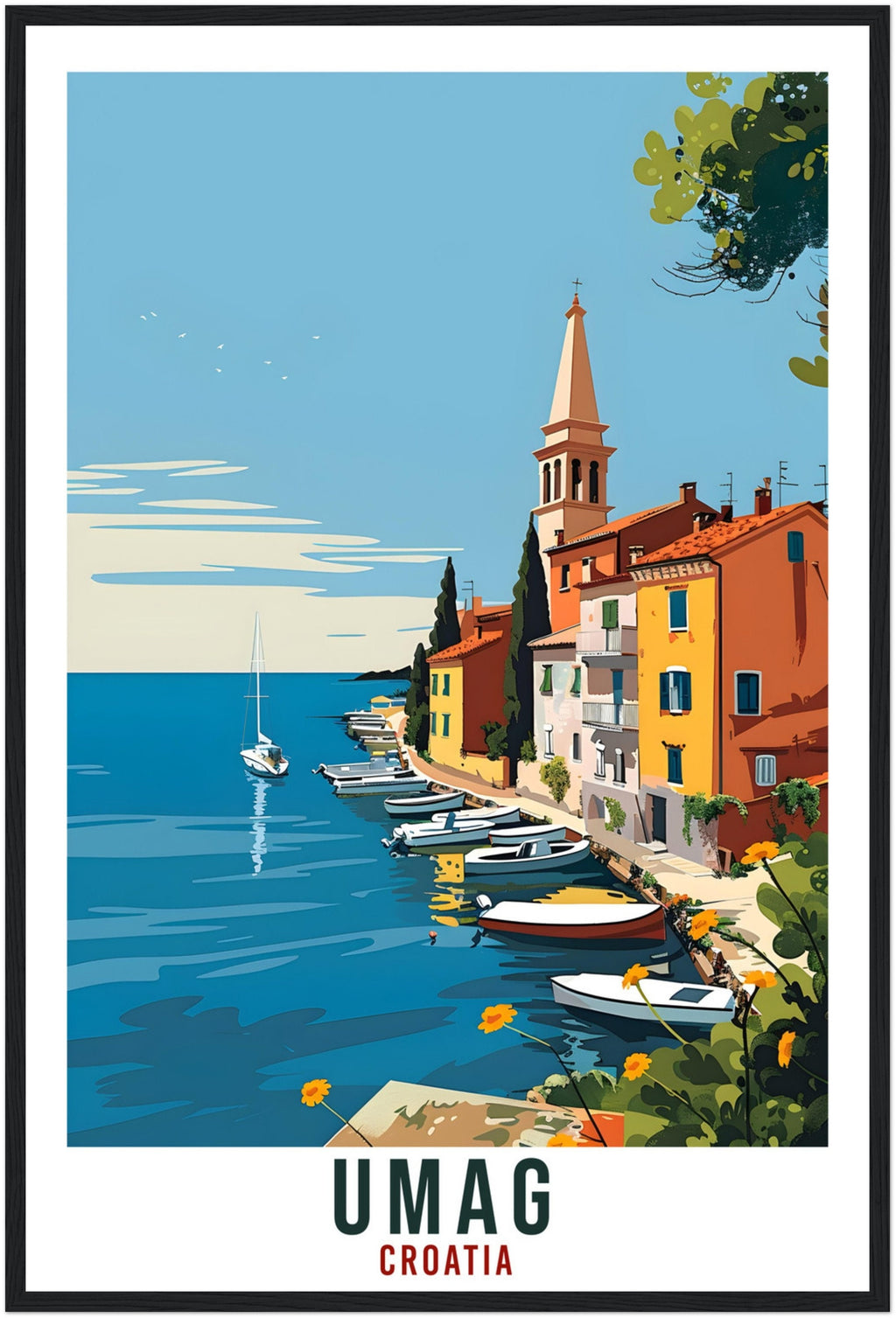 Umag Travel Print Croatia Wall Art Wall Hanging Home Décor Umag Gift Croatian Landmark Artwork Gift Umag Croatia Holiday Travel Poster