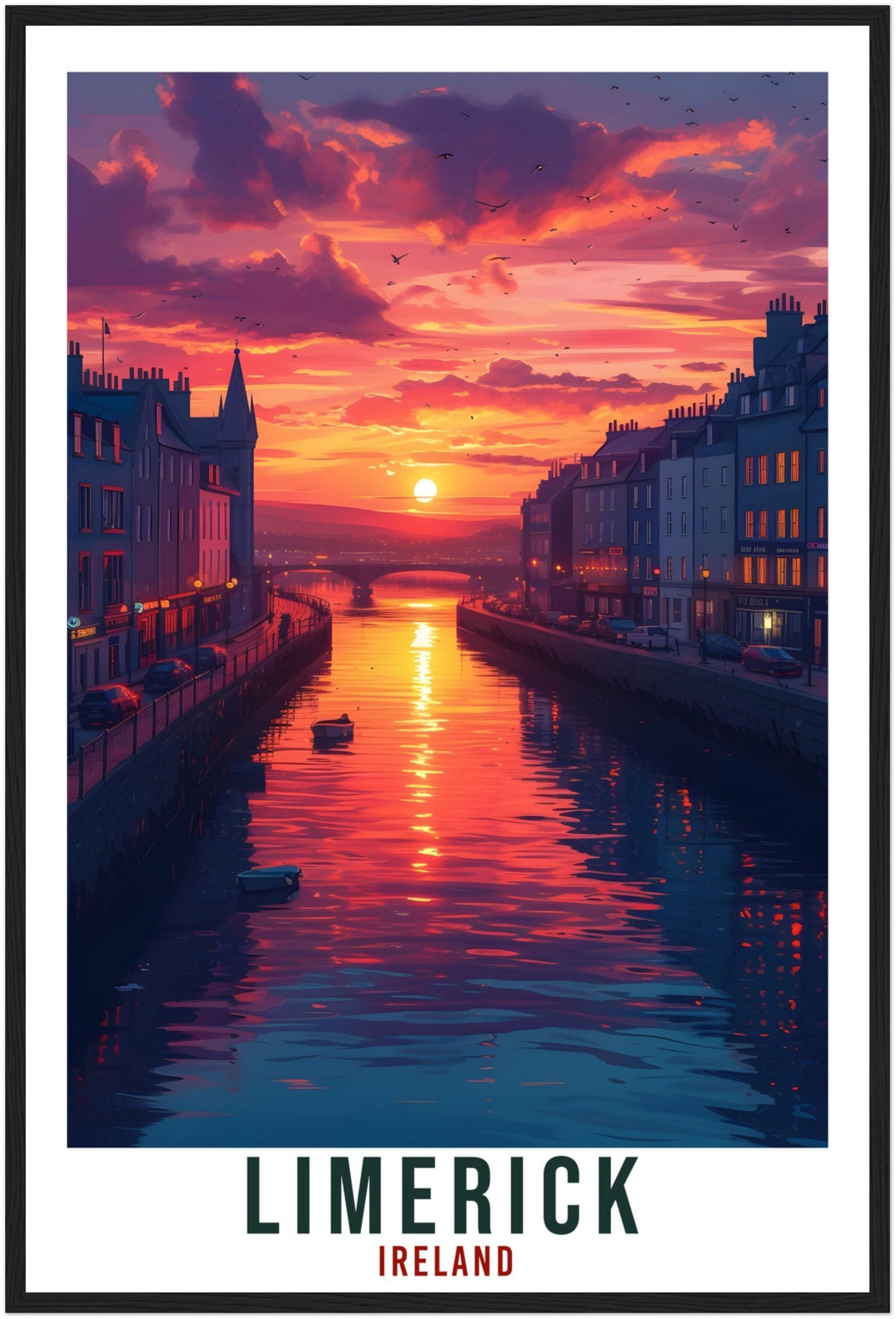Limerick Travel Print Ireland Home Decoration Limerick  Wall Art Gift Wall Hanging Art Lover Irish Artwork Ireland Limerick  Travel Poster
