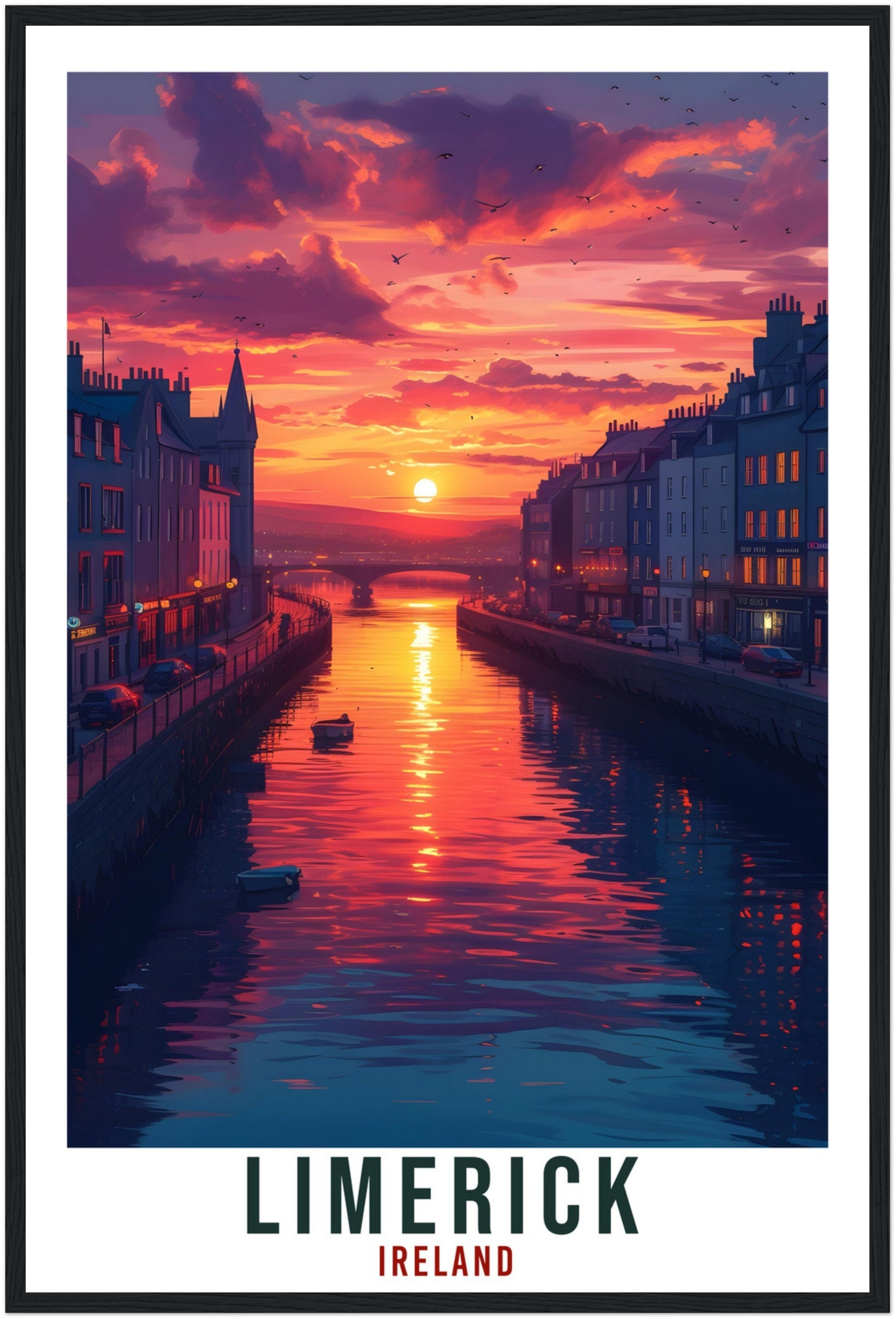 Limerick Travel Print Ireland Home Decoration Limerick  Wall Art Gift Wall Hanging Art Lover Irish Artwork Ireland Limerick  Travel Poster
