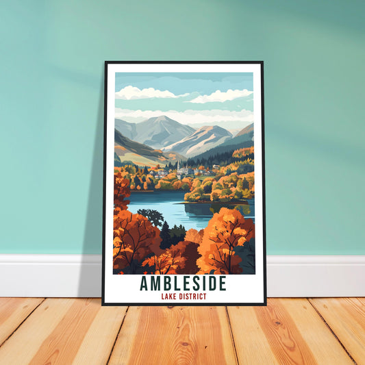 Ambleside Travel Print Lake District Home Decor Ambleside Wall Art Wall Hanging Art Lover Lake District Artwork Travel Poster Cumbria Travel