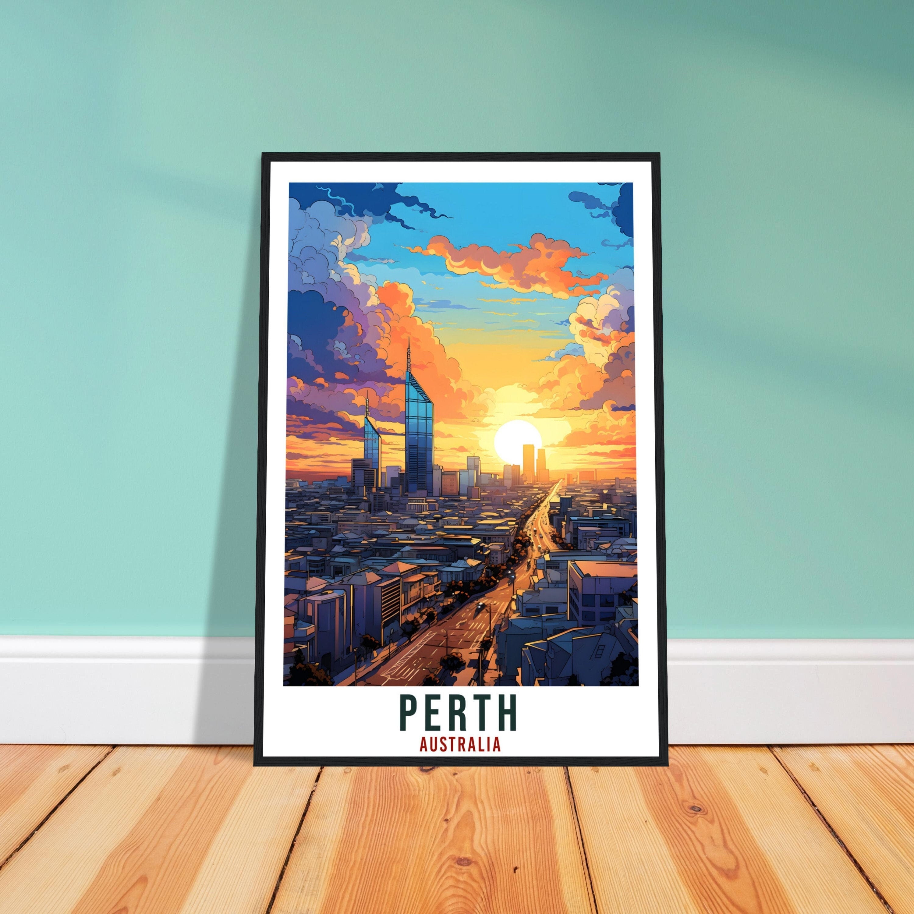 Perth Travel Poster Wall Art Perth Australia Home Décor Artwork Wall Hanging Perth Art Gifts  Perth Travel Print Australian Art Lovers Gift