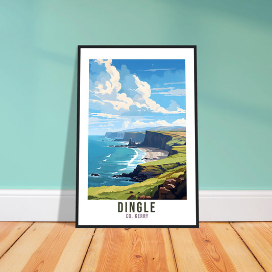 Dingle Travel Print Ireland Co. Kerry Seaside Coastal Landscape Wall Hanging Dingle Peninsula Artwork Gift Irish Coast Art Poster Gift