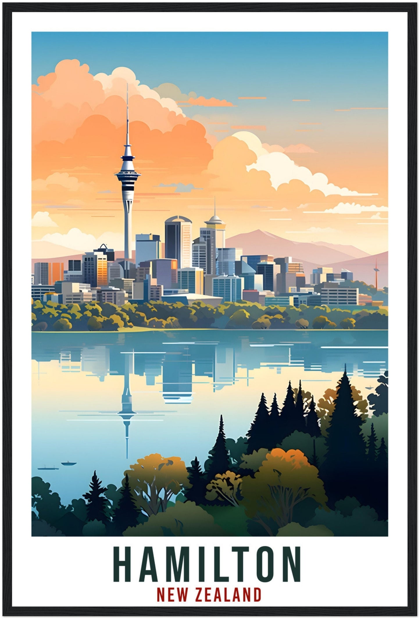 Hamilton Travel Print Wall Art Hamilton New Zealand City Landscape Artwork Hamilton Art Gifts Hamilton Travel Poster New Zealand Art Lovers
