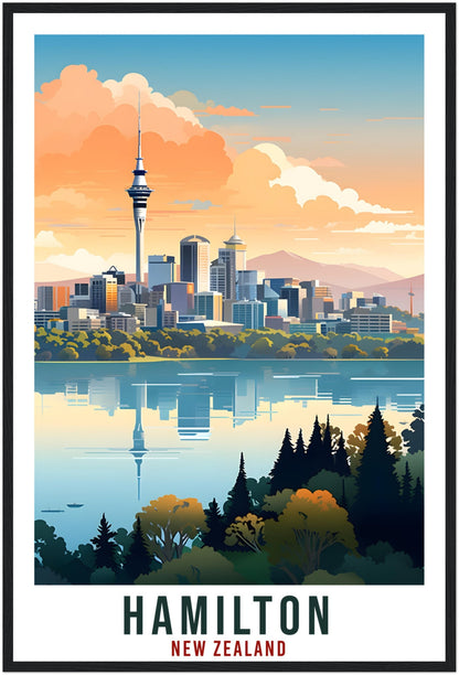 Hamilton Travel Print Wall Art Hamilton New Zealand City Landscape Artwork Hamilton Art Gifts Hamilton Travel Poster New Zealand Art Lovers
