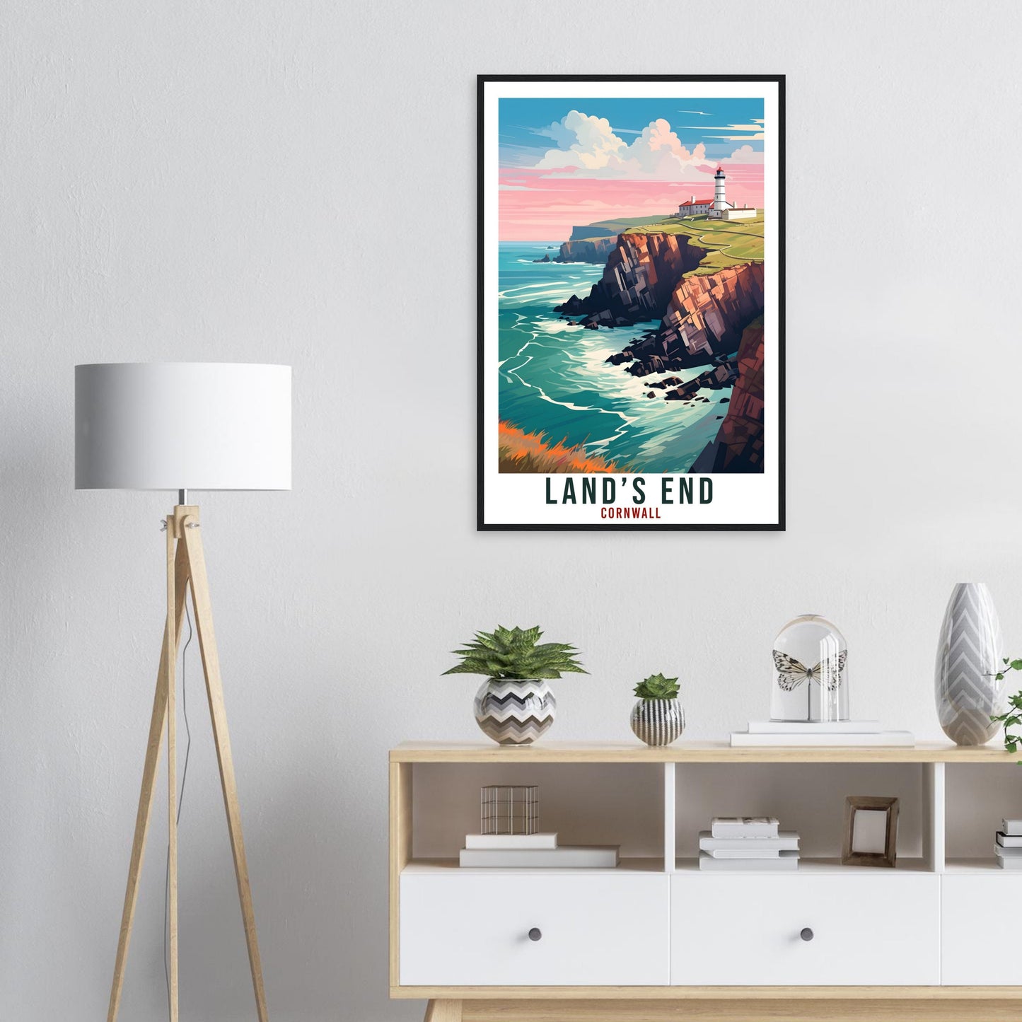 Land's End Travel Print English Wall Art Home Decor Wall Hanging Travel Art Gift Land's End Travel Poster Cornwall Art Lovers Gift Artwork