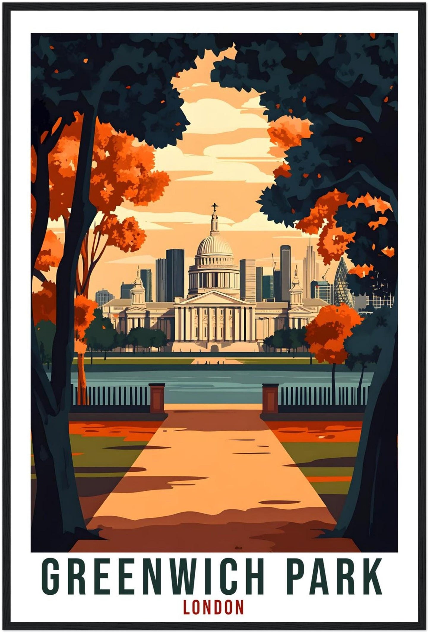 Greenwich Park London Travel Print England Decor PLACE Wall Art Gift Wall Hanging Art Lover Greenwich Park London Artwork Travel Poster Art