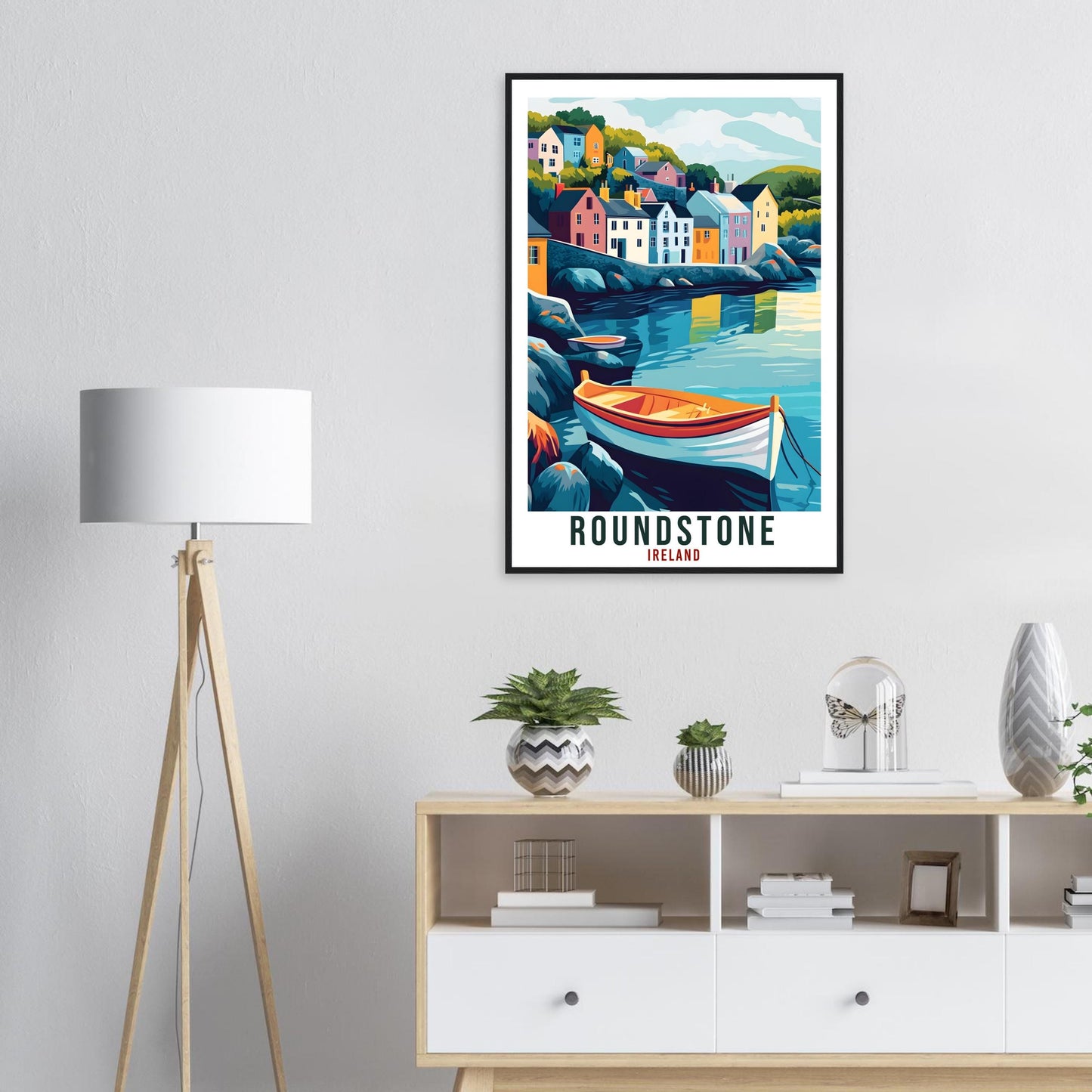 Roundstone Travel Print Ireland Home Decor Roundstone Wall Art Gift Wall Hanging Art Lover Roundstone Irish Artwork Travel Poster Ireland