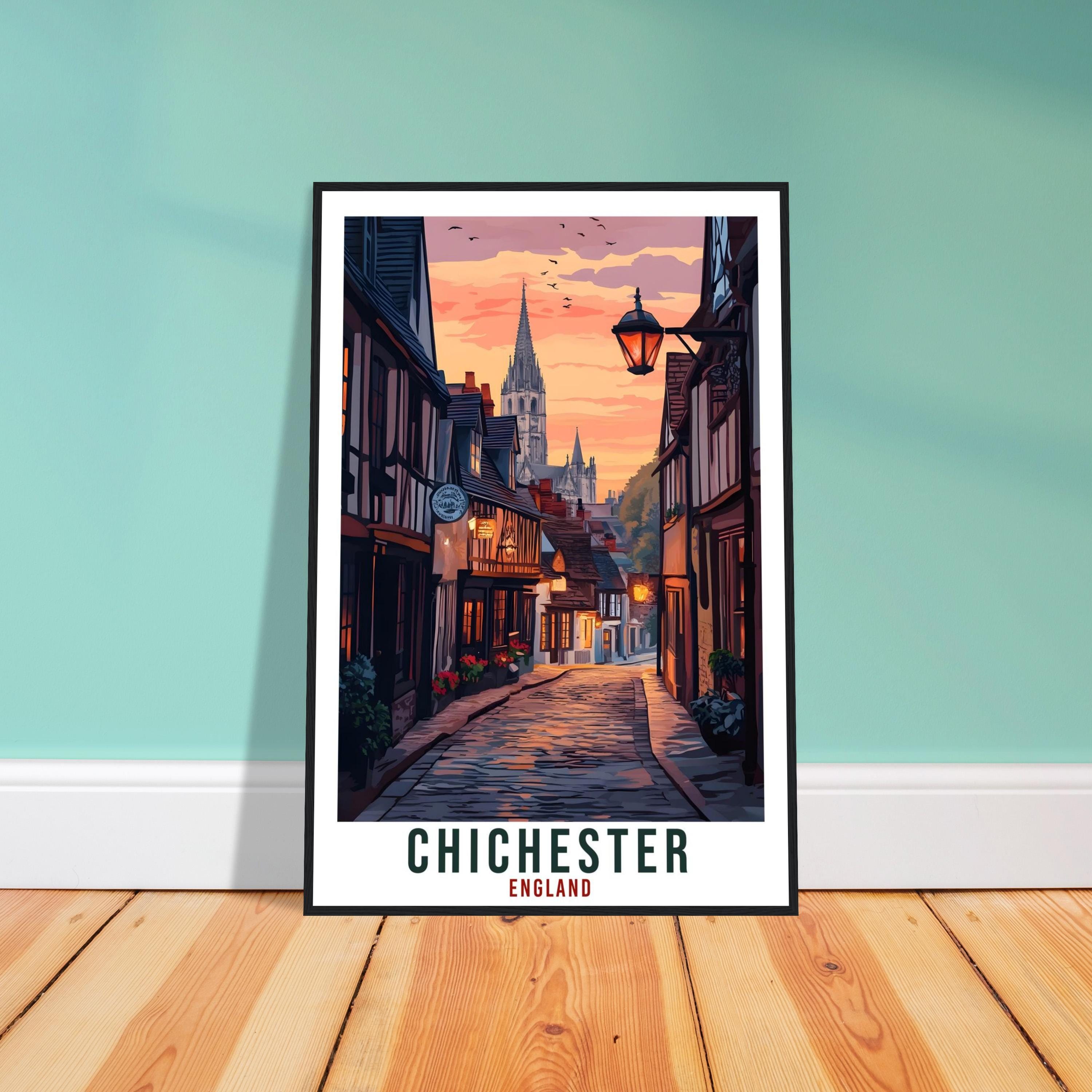 Chichester Travel Print England Decor Chichester Wall Art Gift Wall Hanging Art Lover Chichester England Artwork Travel Poster Travel Art