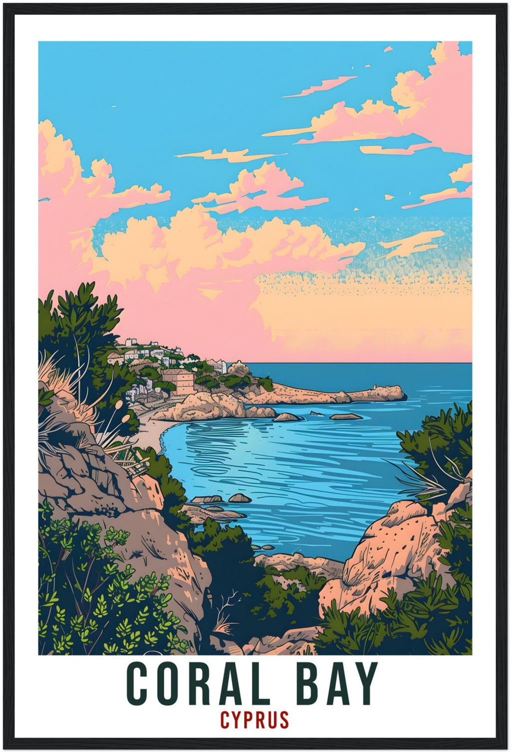 Coral Bay Cyprus Travel Print Cyprus Wall Art Wall Hanging Home Décor Coral Bay Gift Cyprus Landmark Artwork Gift Cyprus Peyia Travel Poster