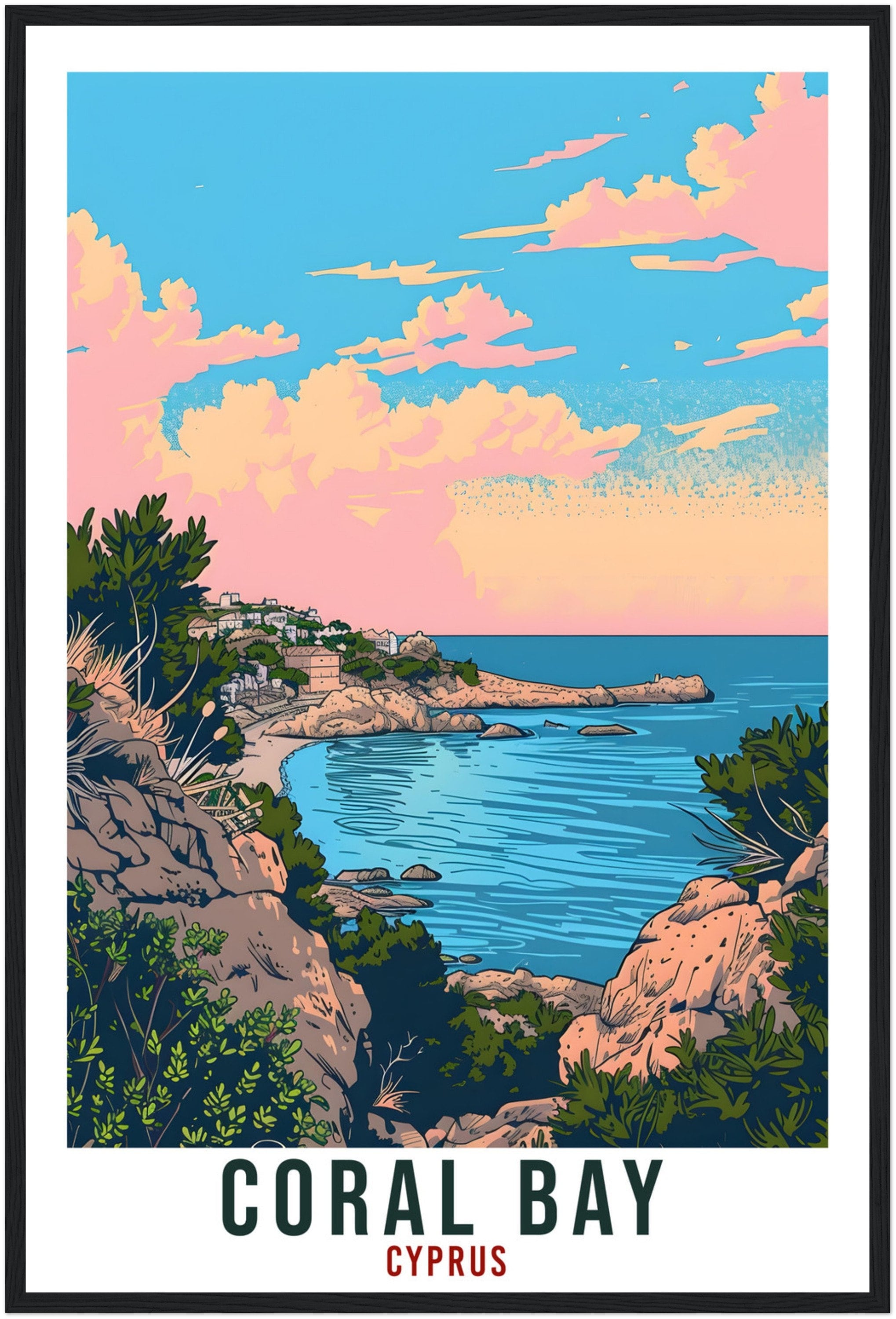 Coral Bay Cyprus Travel Print Cyprus Wall Art Wall Hanging Home Décor Coral Bay Gift Cyprus Landmark Artwork Gift Cyprus Peyia Travel Poster