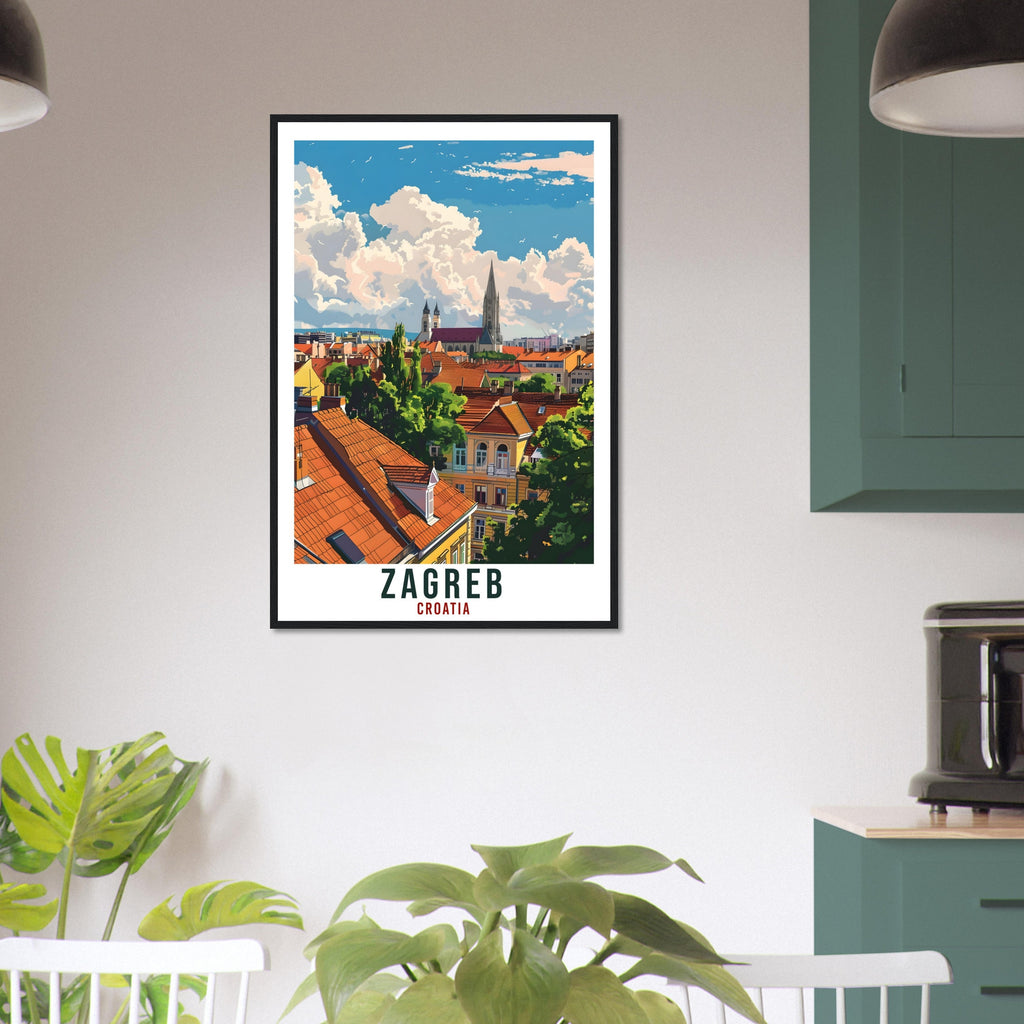Zagreb Travel Print Croatia Wall Art Wall Hanging Home Décor Zagreb Gift Croatian Landmark Artwork Gift Croatia Holiday Travel Poster Zagreb