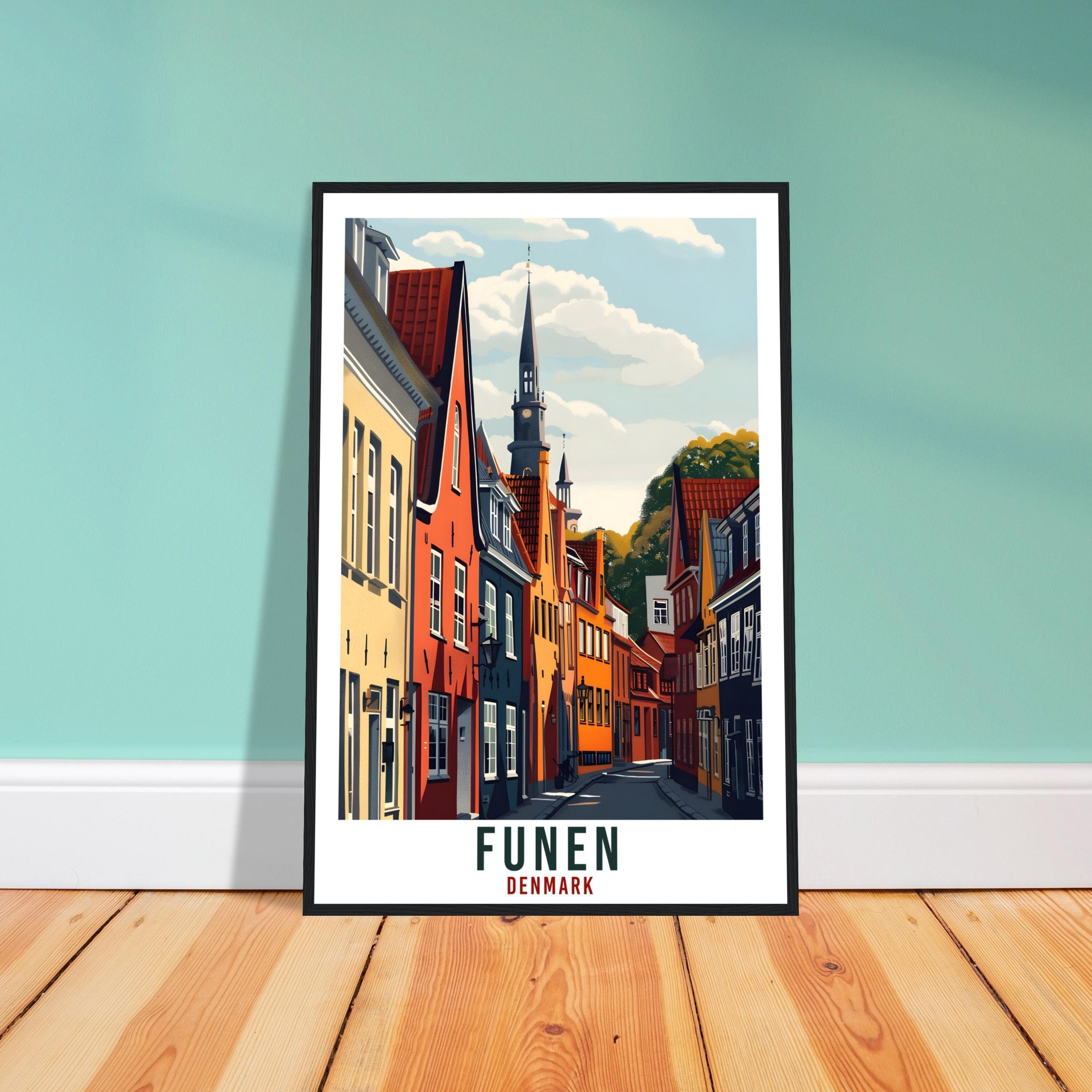 Funen Travel Print Denmark Wall Art Wall Hanging Home Living Décor Funen Gift Art Lovers Gift Denmark Artwork Gift Danish Travel Poster