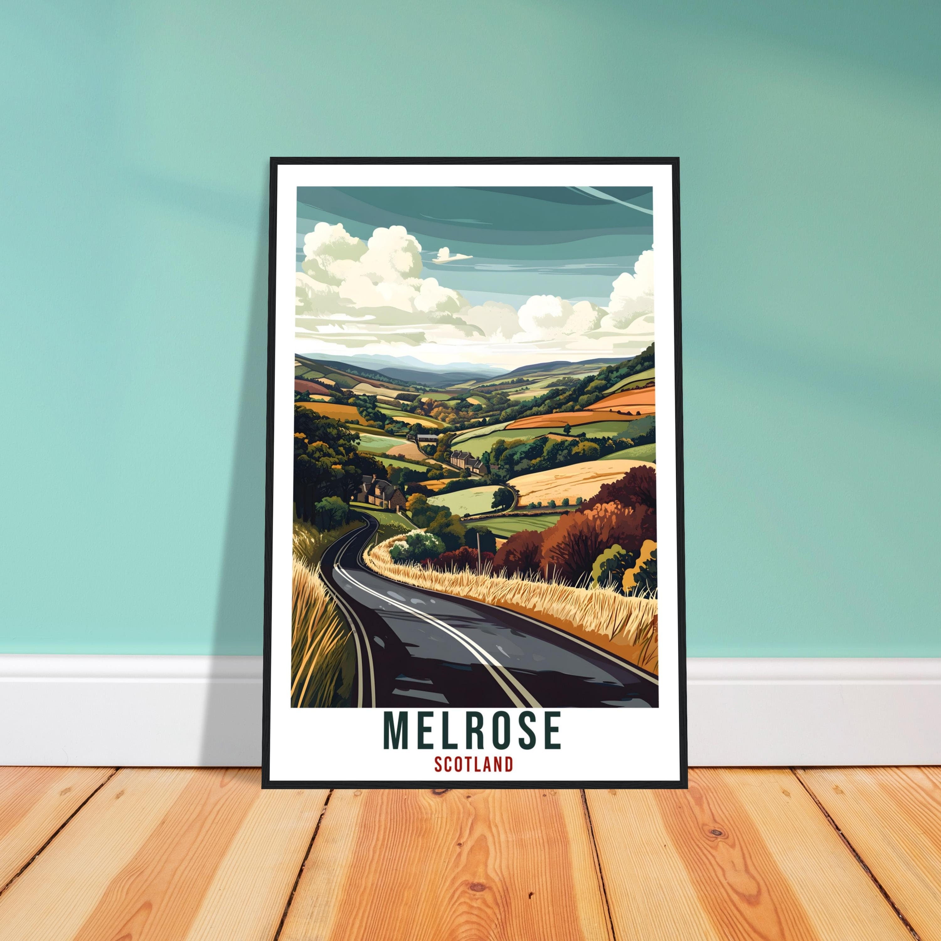 Melrose Travel Print Scotland Home Decor Melrose Wall Art Wall Hanging Art Lover Scotland Artwork Travel Poster Melrose Travel Art Gift