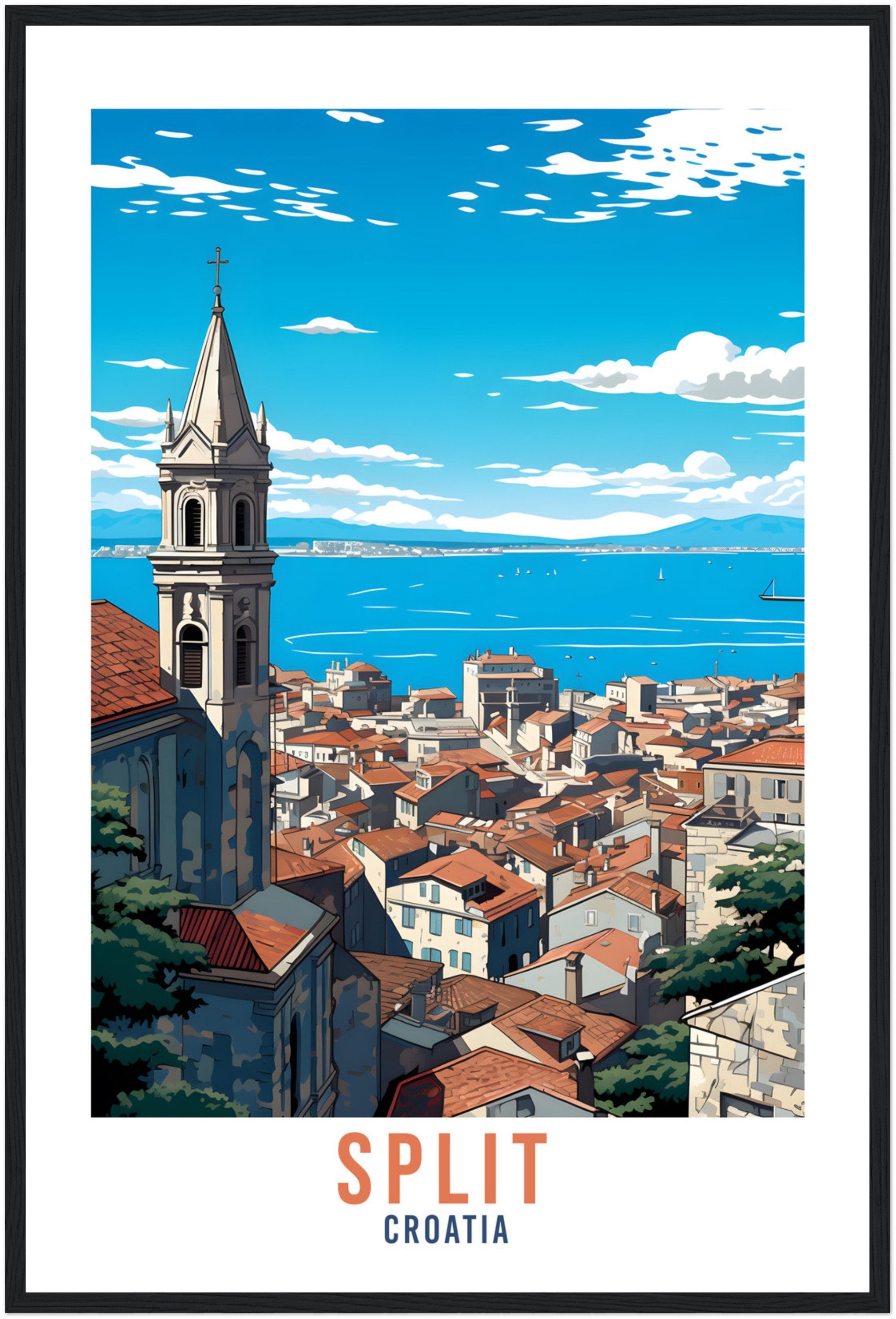 Split Travel Print Gift Split Croatia Travel Poster Split Wall Art Cityscape Split Illustration Home Decor Art Lovers Croatian Wall Hanging