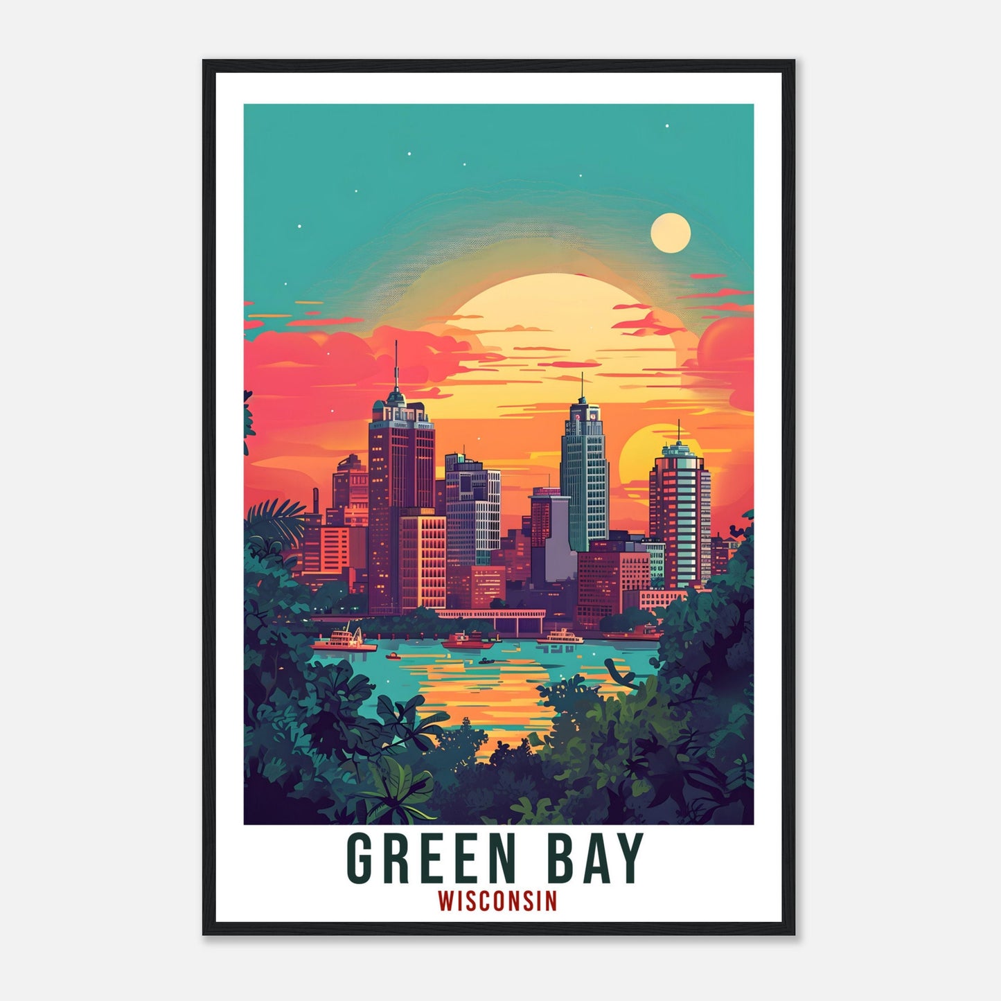 Green Bay Travel Print Wisconsin Home Decoration USA City Wall Art Gift Wall Hanging Art Lover Wisconsin Artwork Green Bay Travel Poster