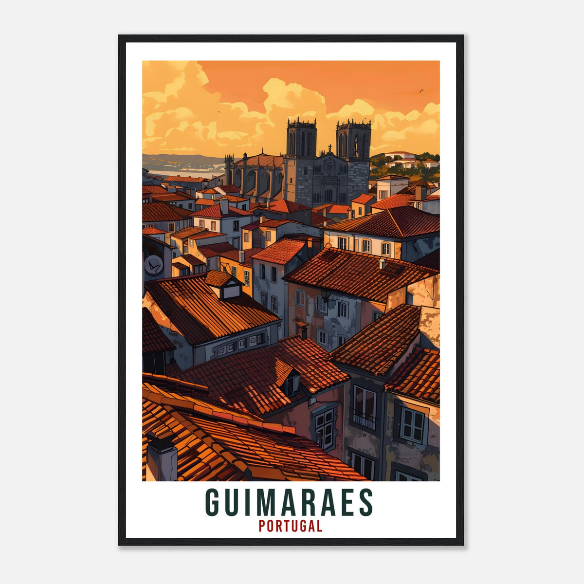 Guimaraes Travel Print Portugal Wall Art Wall Hanging Home Décor Guimaraes Gift Portugal Landmark Artwork Guimaraes Portugal Travel Poster