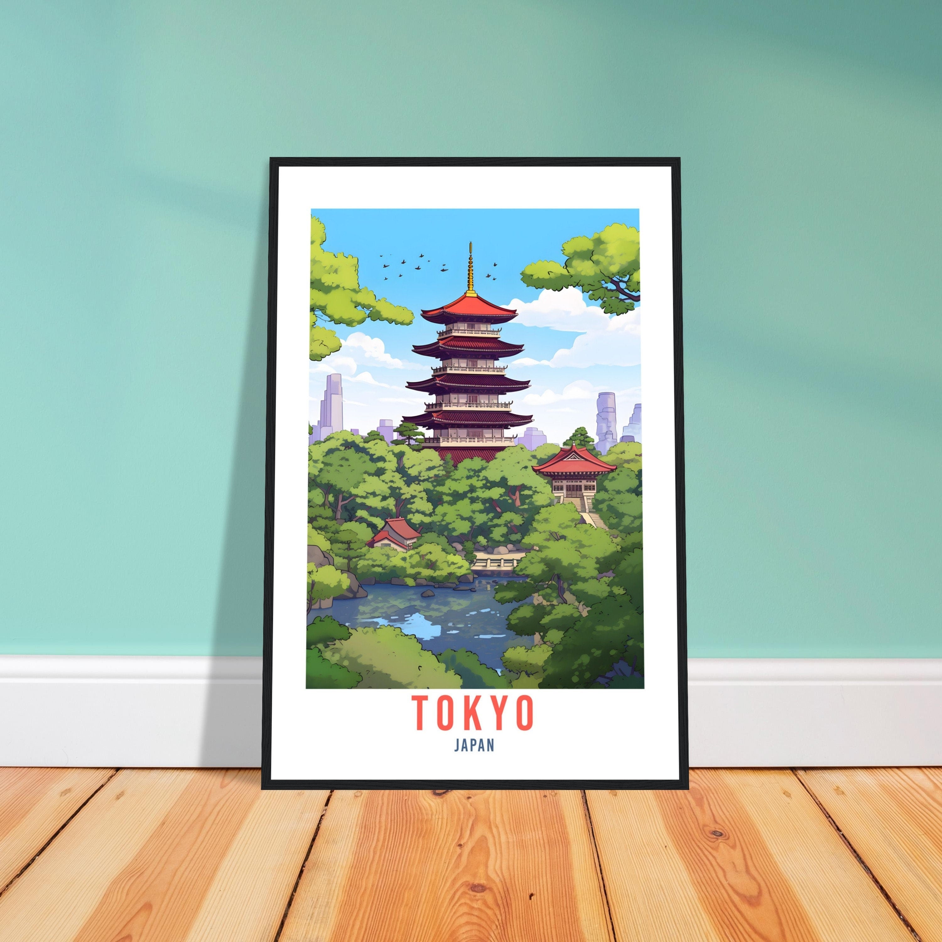 Tokyo Temple Travel Poster Tokyo Wall Hanging Japan Artwork Travel Print Wall Art Tokyo Japan Asia Home Decor Tokyo Gift Travel Art Japan