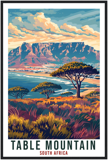Table Mountain South Africa Travel Print Wall Art Wall Hanging Home Décor Table Mountain Art Lovers Artwork Gift Print South African Poster