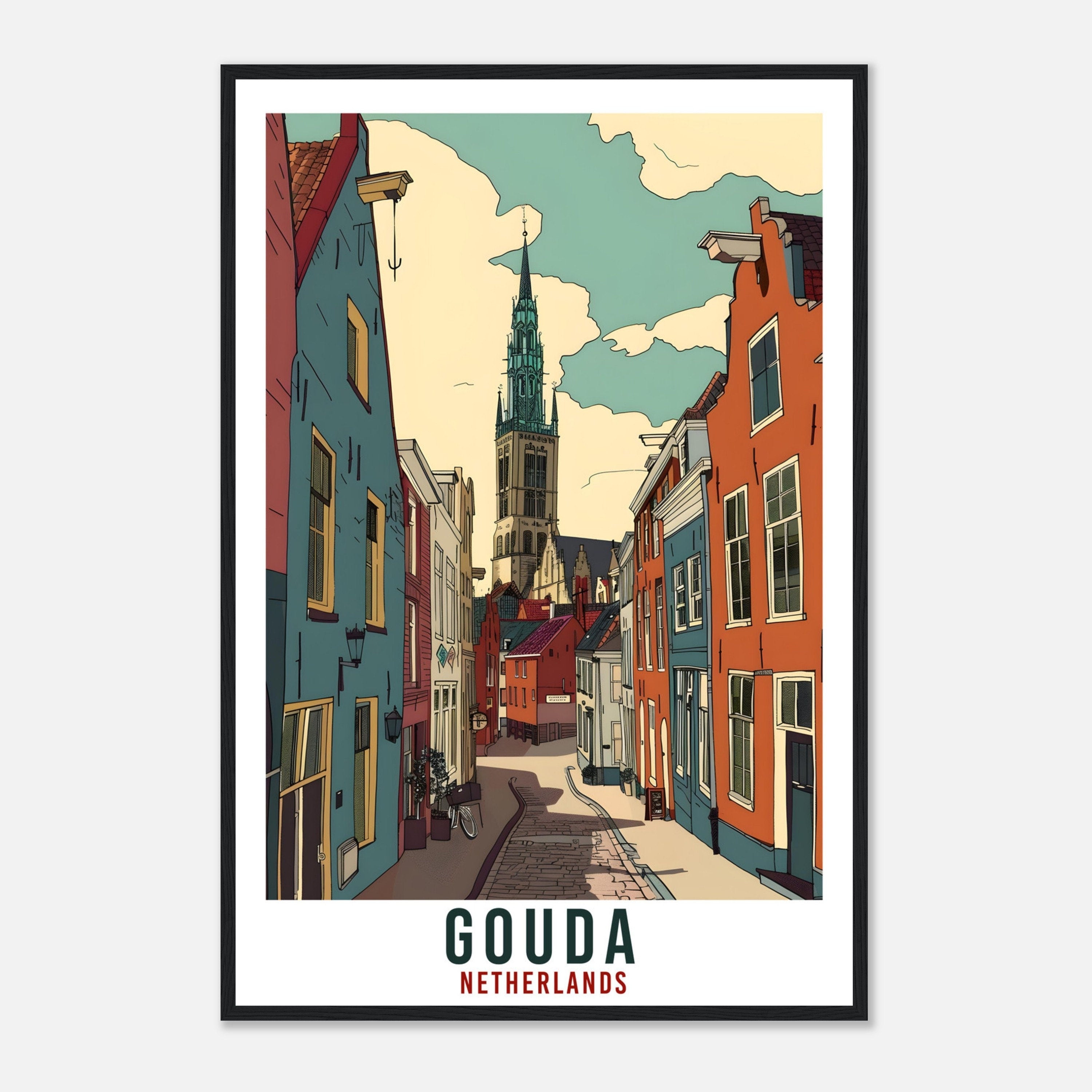 Gouda Travel Print Holland Wall Art Wall Hanging Home Décor Gouda Gift Art Lovers Gift Dutch Artwork Gift The Netherlands Travel Poster
