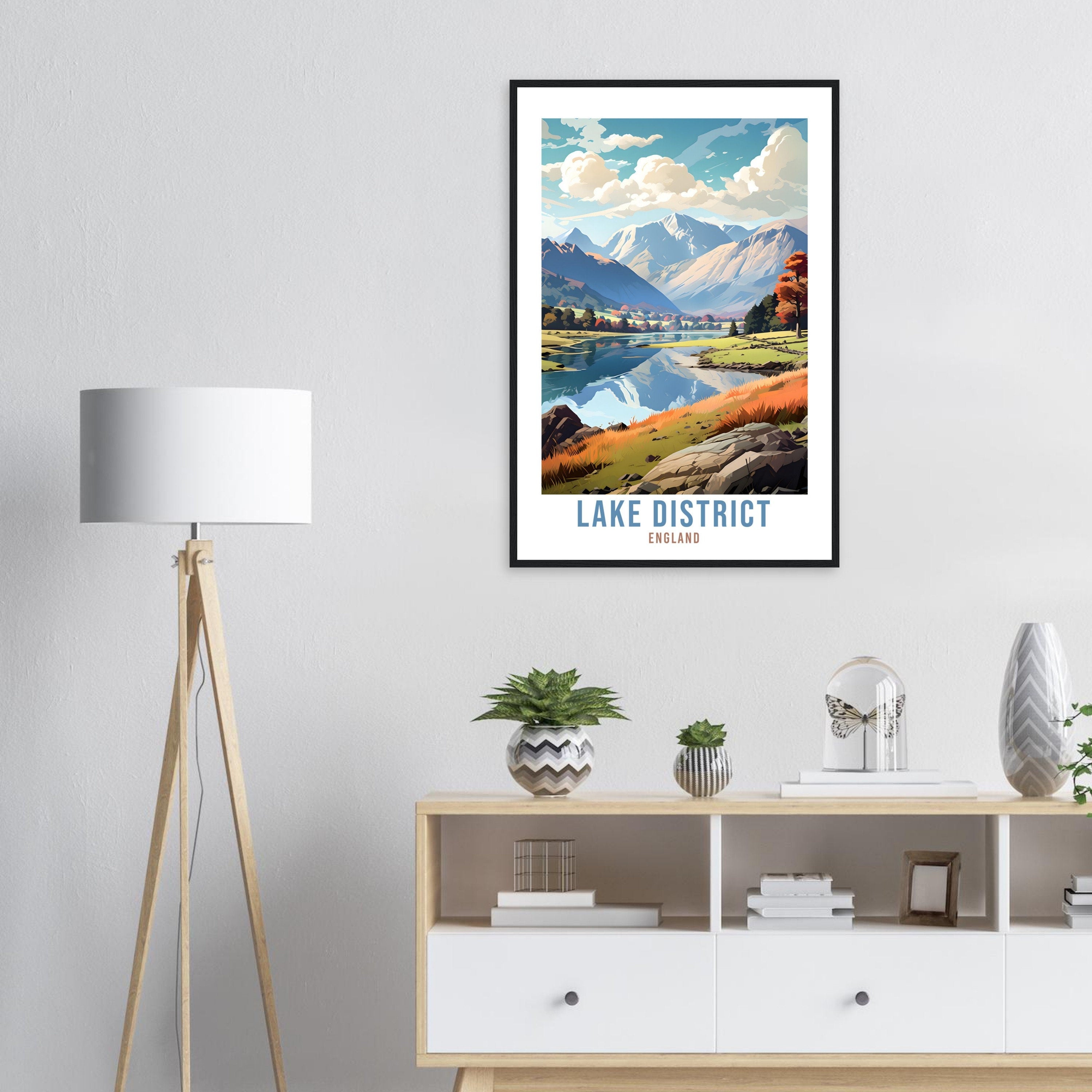 The Lake District Travel Print Lake District Home Decor Mountain Landscape England Nature Wall Hanging Lakes Artwork Gift Travel Poster