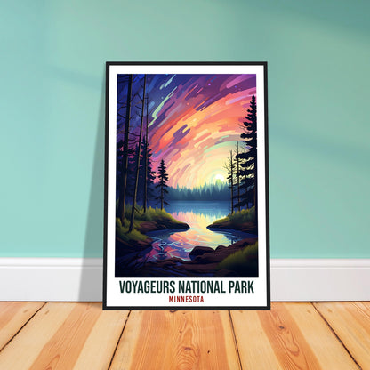Voyageurs National Park Travel Print Minnesota Northern Lights Wall Art Wall Hanging Travel Art Gift Voyageurs National Park Travel Poster