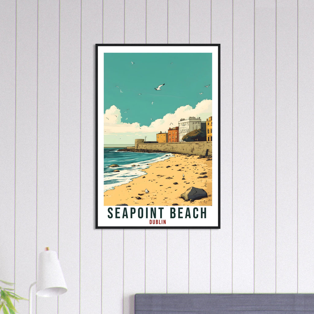 Seapoint Beach Dublin Travel Print Ireland Home Wall Art Gift Wall Hanging Dublin Seapoint Beach Artwork Travel Poster Ireland Travel Art