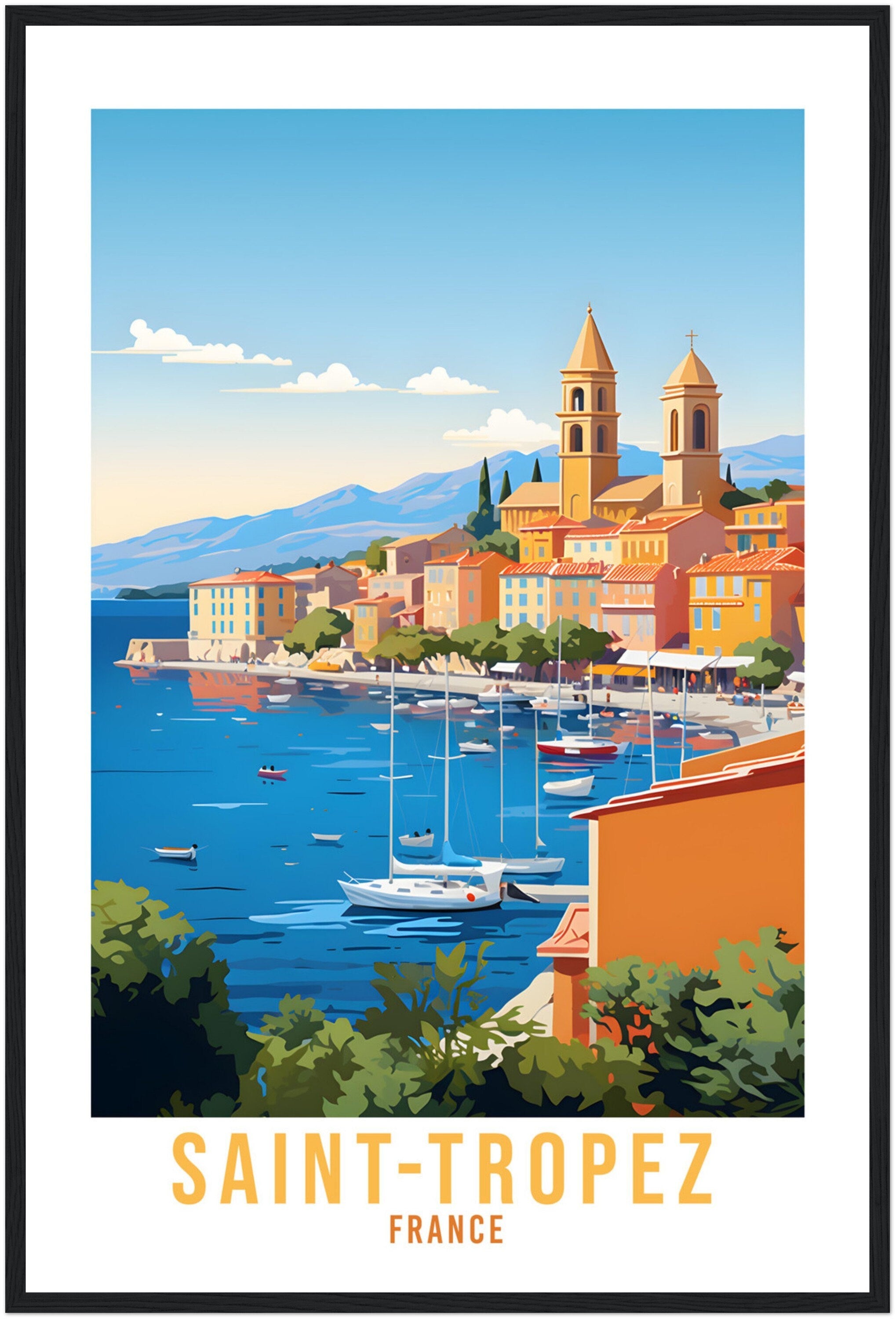 Saint-Tropez Travel Print Saint-Tropez French Rivera Art Print Saint-Tropez Wall Art Travel Lover Gift Wall Hanging Saint-Tropez Côte d'Azur