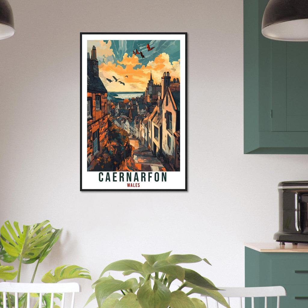 Caernarfon Travel Print Wales Home Decor Caernarfon Wall Art Wall Hanging Art Lover Wales Artwork Travel Poster Caernarfon Travel Art Gift