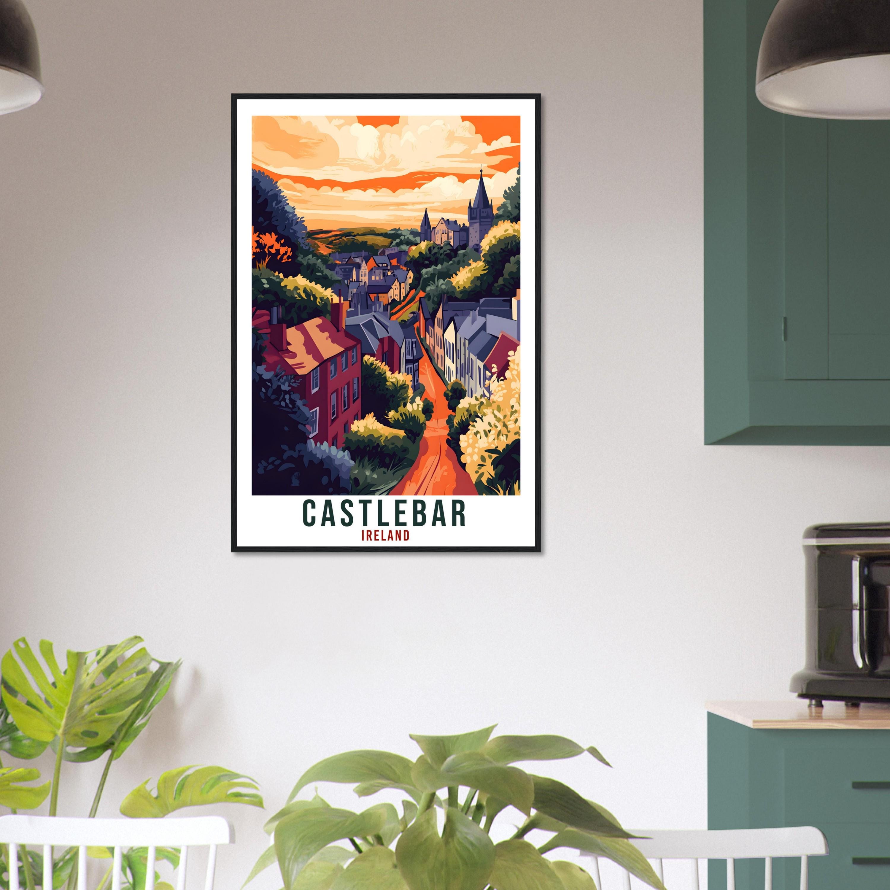 Castlebar Travel Print Ireland Home Decor Castlebar Wall Art Gift Wall Hanging Art Lover Mayo Irish Artwork Travel Poster Ireland Travel Art
