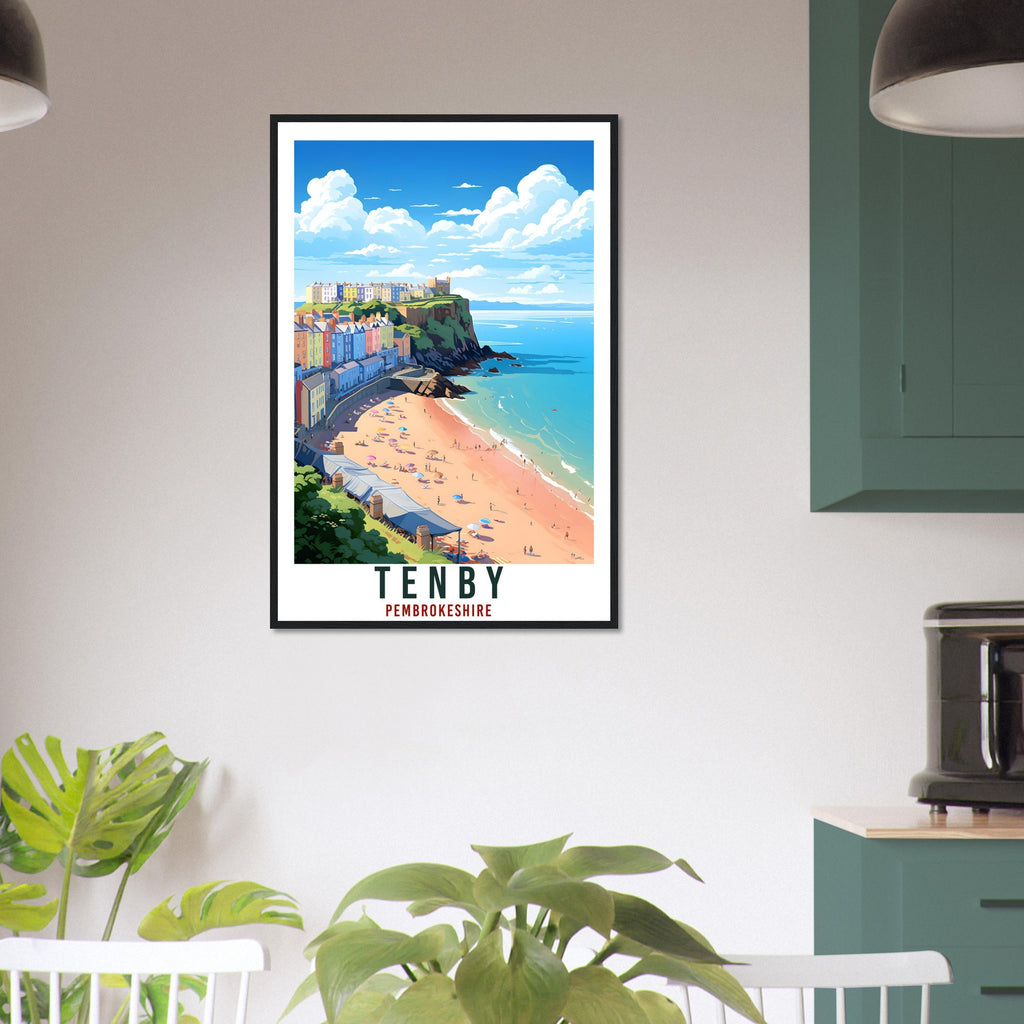 Tenby Travel Print English Wall Art Home Decor Pembrokeshire Travel Art Gift Tenby Travel Poster England Landscape Artwork Art Lover Gift