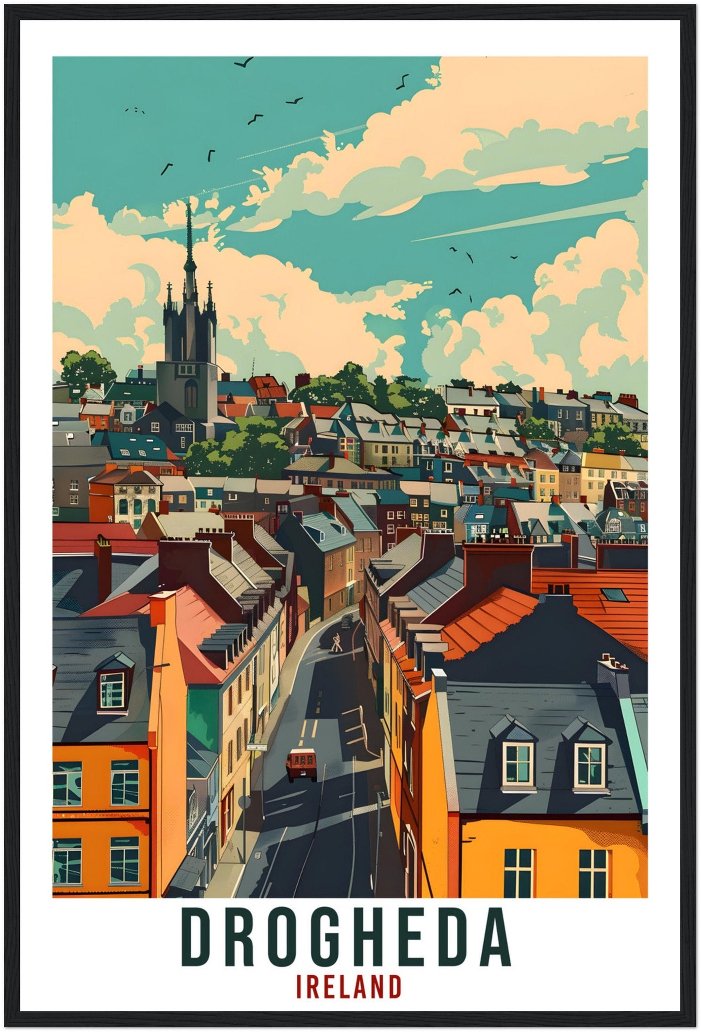 Drogheda Travel Print Ireland Wall Art Wall Hanging Home Décor Drogheda Louth Gift Art Lovers Gift Irish Artwork Gift Ireland Travel Poster