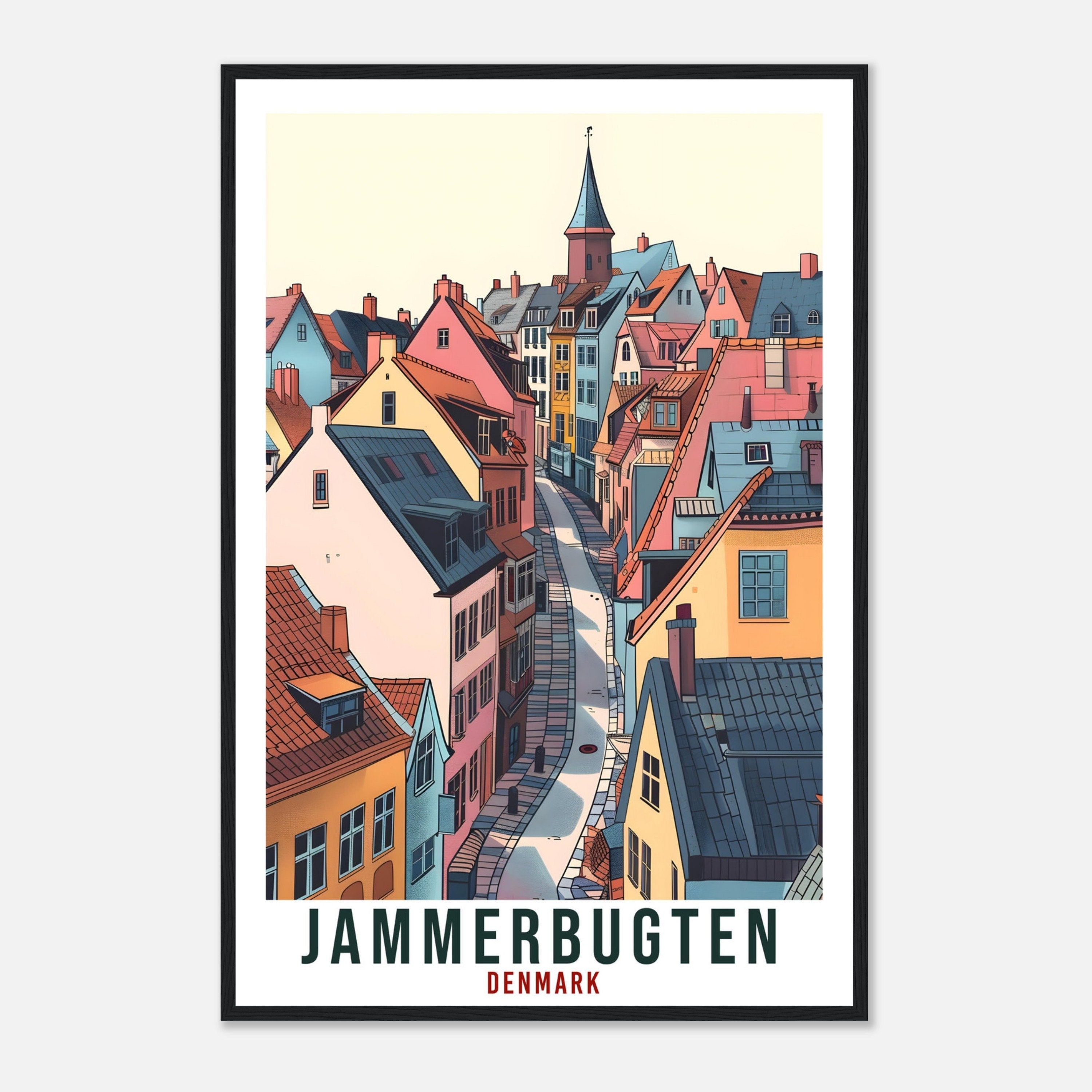 Jammerbugten Travel Print Denmark Wall Art Wall Hanging Jammerbugten Verona Gift Art Lovers Gift Denmark Artwork Gift Danish Travel Poster