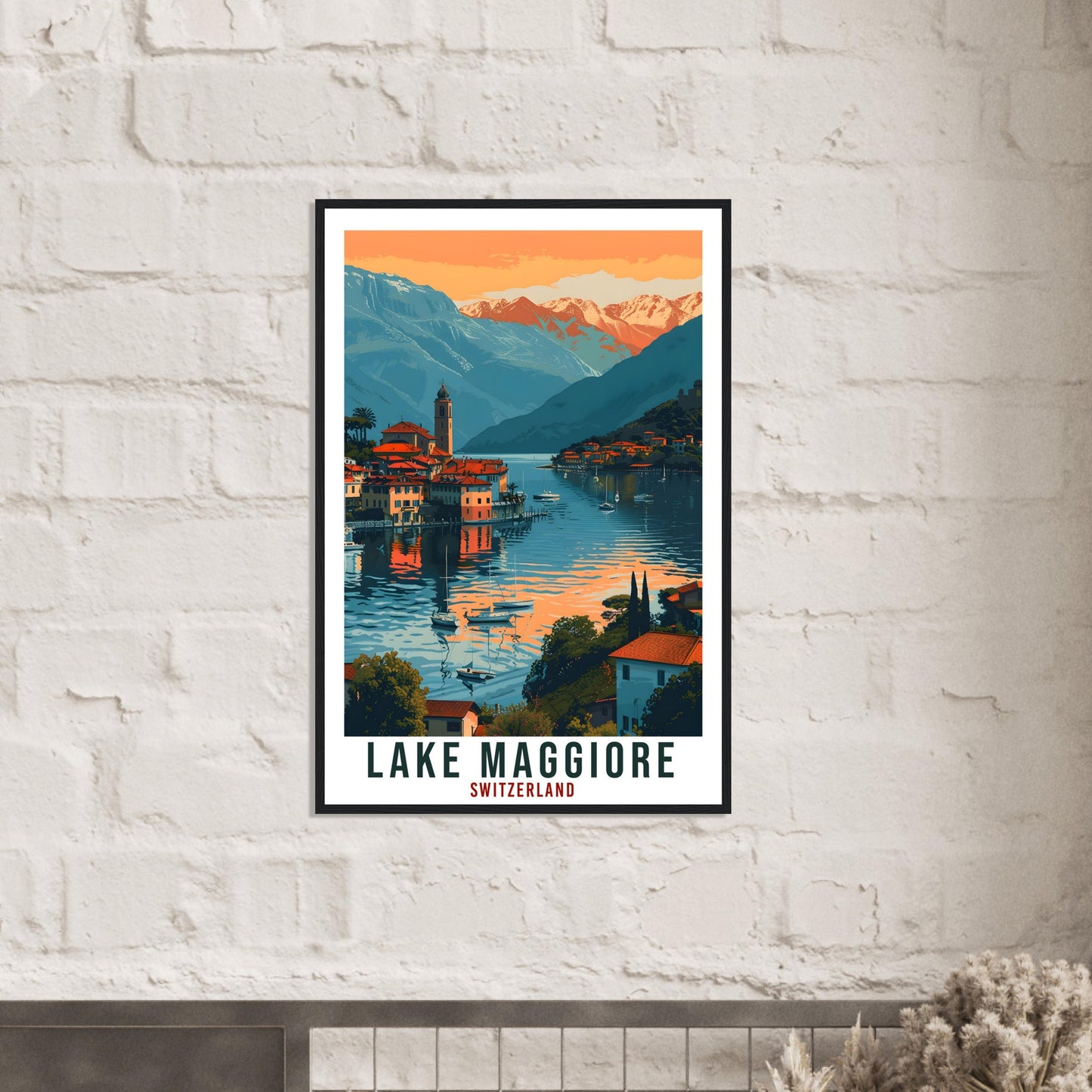 Lake Maggiore Travel Print Swiss Wall Art Wall Hanging Home Décor Lake Maggiore Gift Art Lovers Switzerland Artwork Gift Swiss Travel Poster