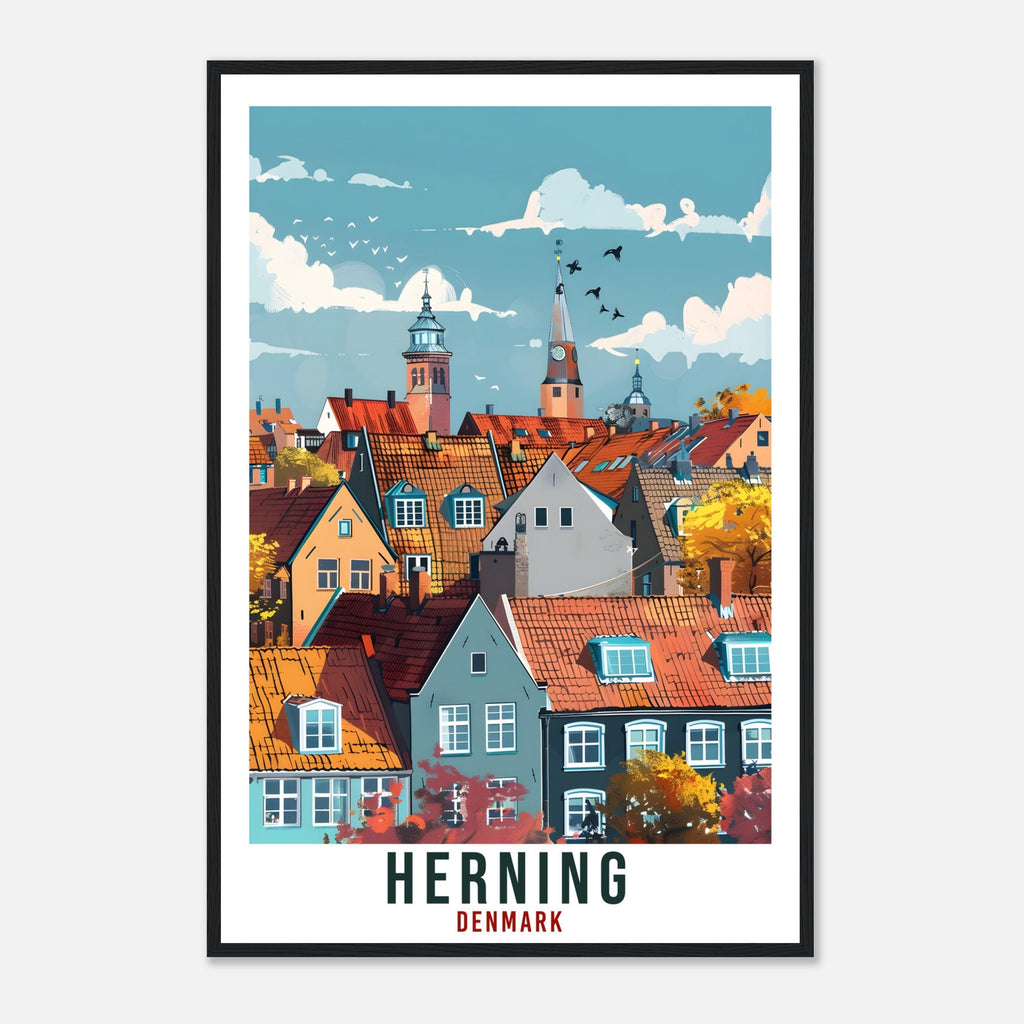 Herning Travel Print Denmark Wall Art Wall Hanging Home Living Décor Herning Gift Art Lovers Gift Denmark Artwork Gift Danish Travel Poster