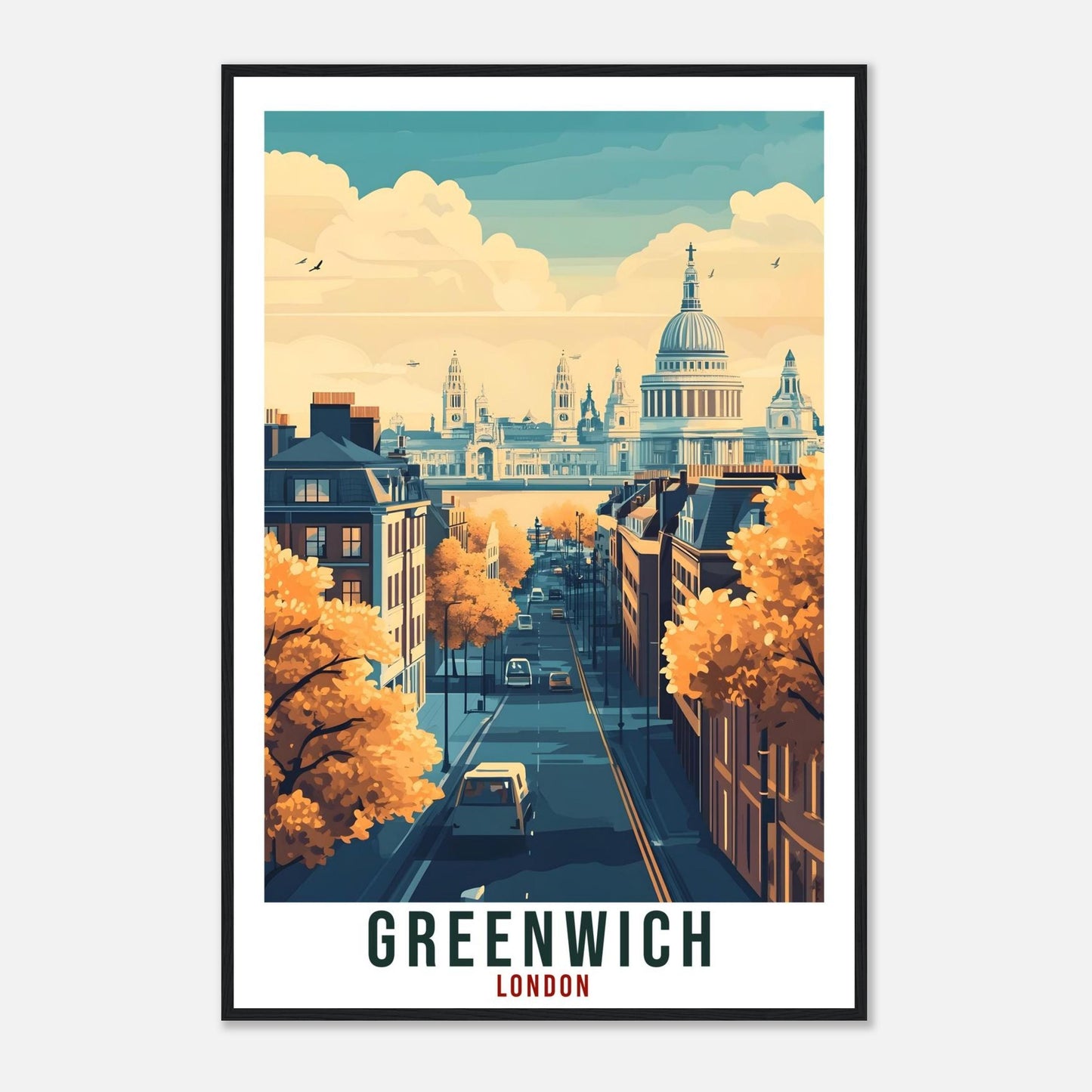 Greenwich London Travel Print England Decor Greenwich Wall Art Gift Wall Hanging Art Lover Greenwich England Artwork Travel Poster UK Art
