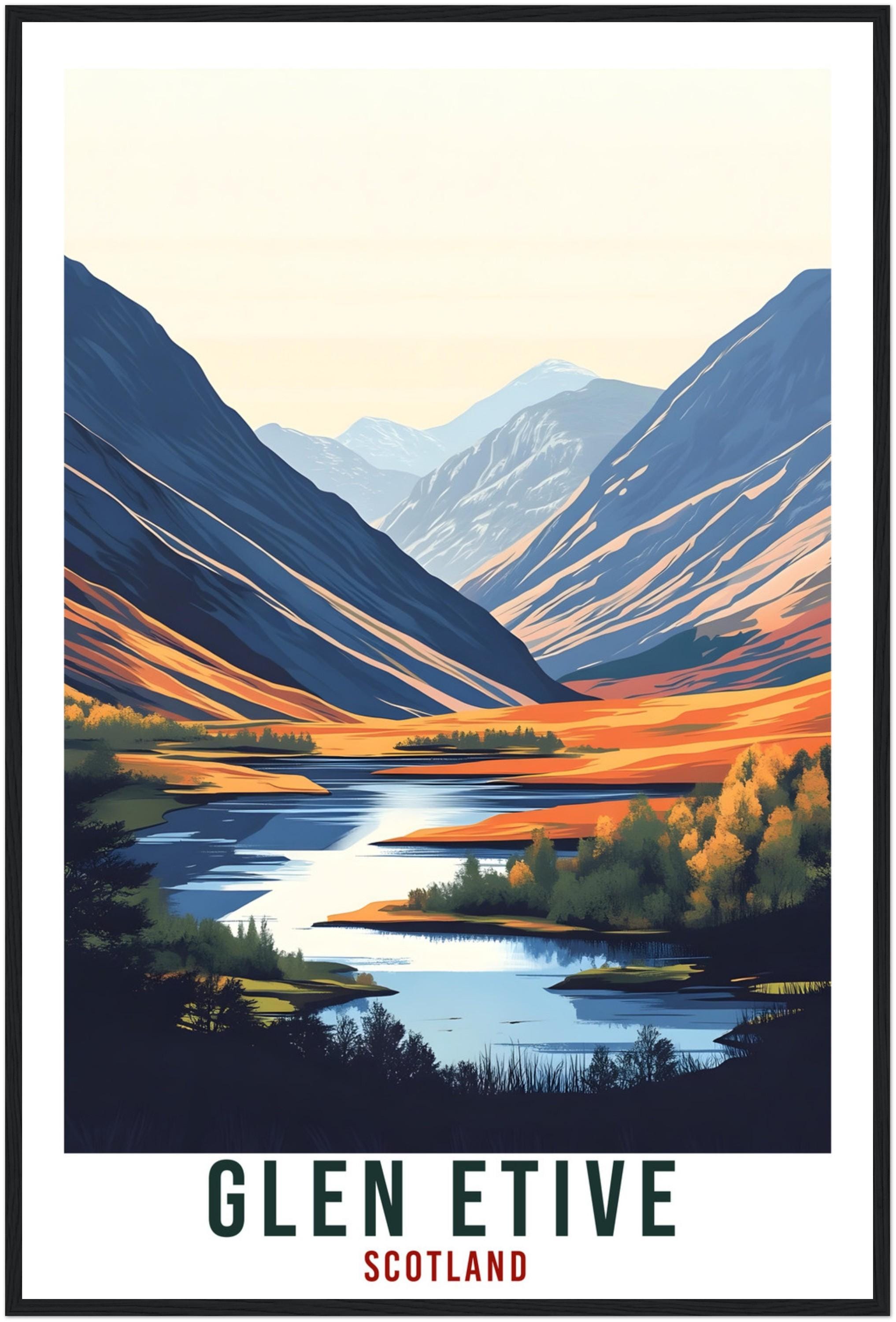 Glen Etive Travel Print Scotland Home Decor Glen Etive Wall Art Wall Hanging Art Lover Scotland Artwork Travel Poster Glen Etive Travel Art